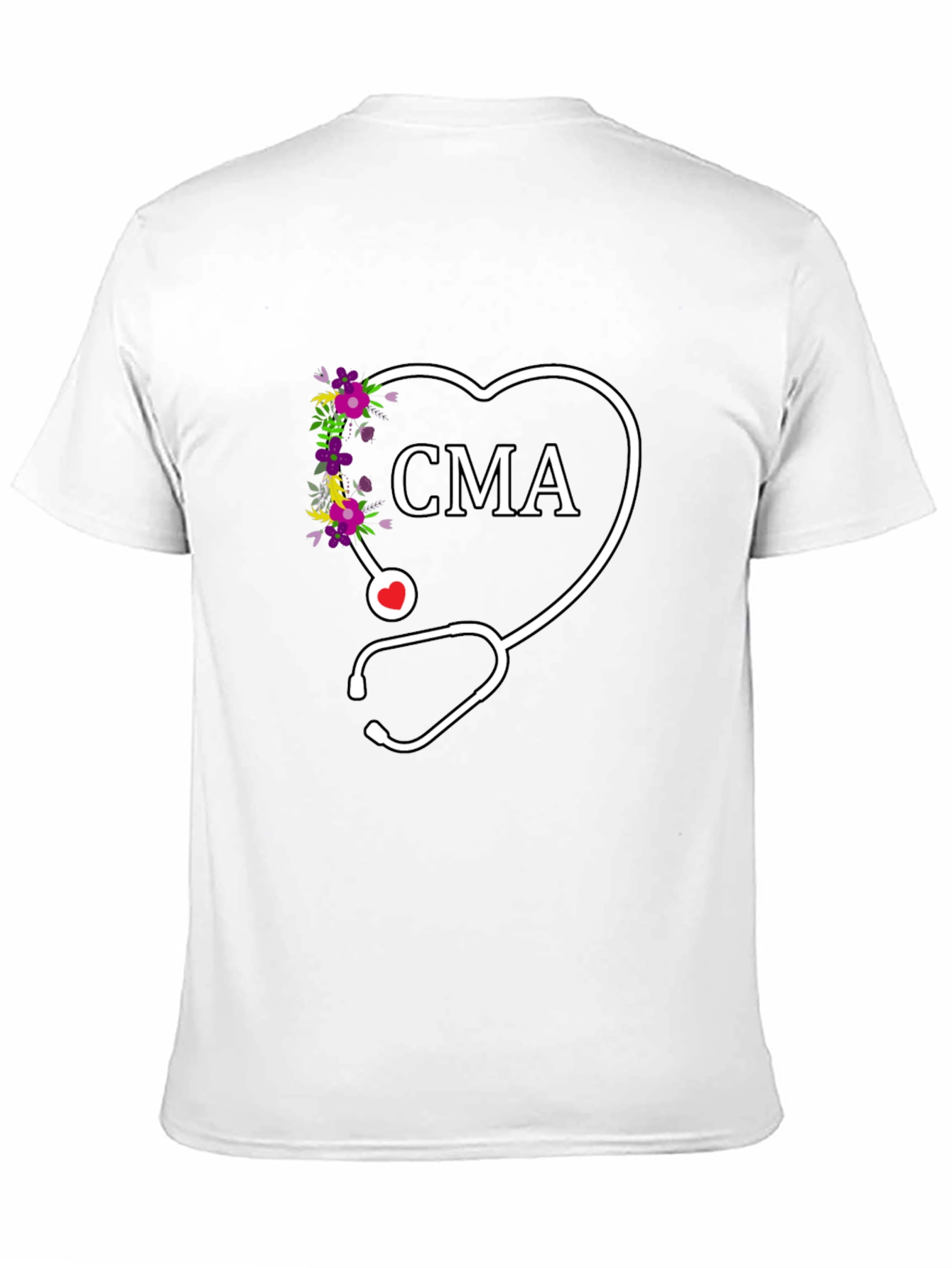 CMA Floral Heart Stethoscope Graphic Tee