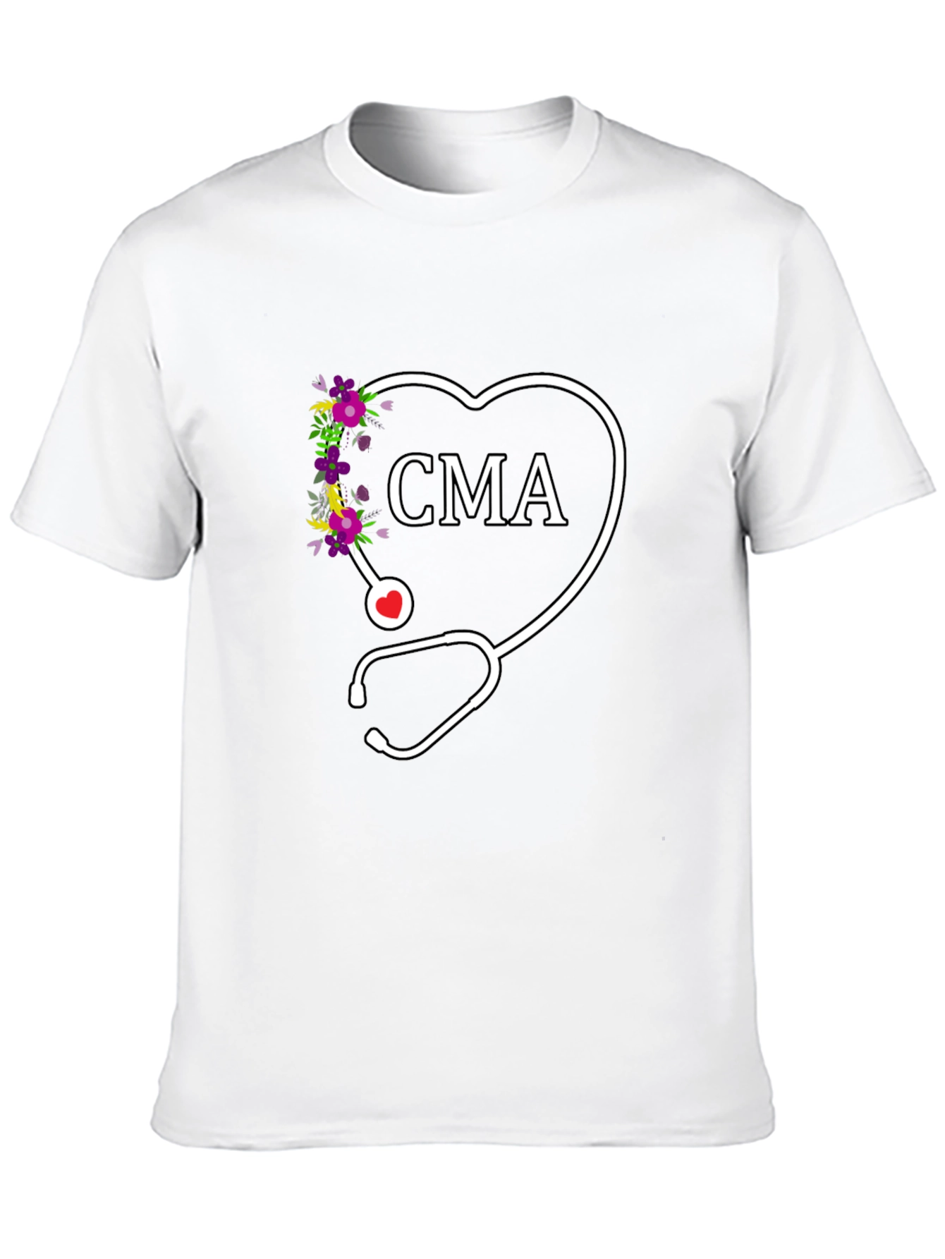 CMA Floral Heart Stethoscope Graphic Tee