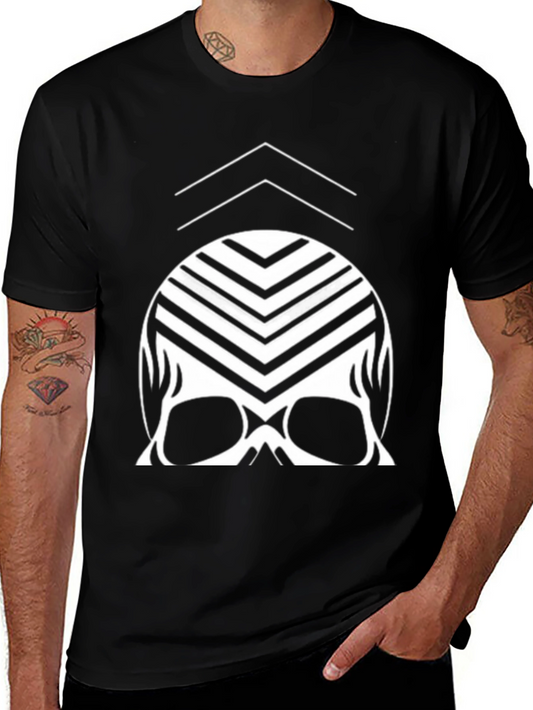 Graphic Skull Tee - Black Cotton Short Sleeve T-Shirt