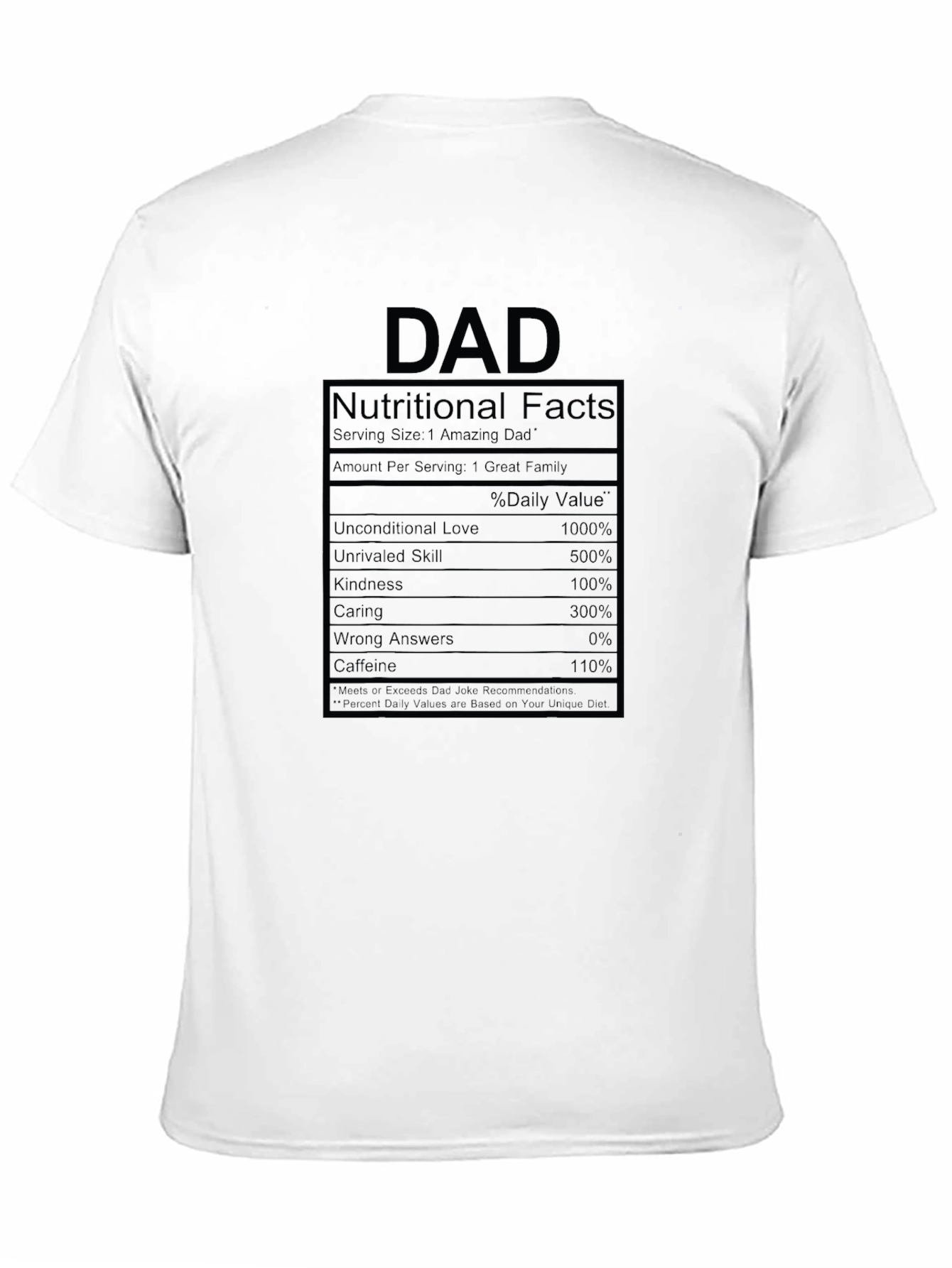 Dad Nutritional Facts Black T-Shirt