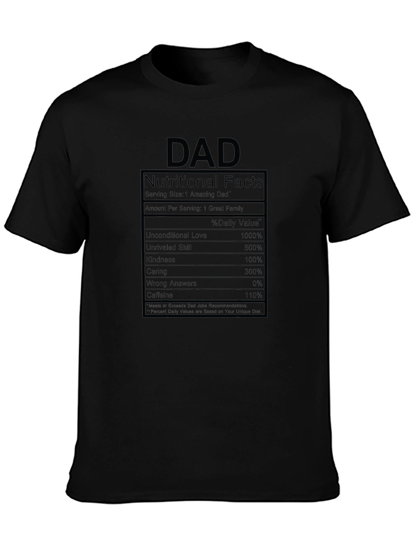 Dad Nutritional Facts Black T-Shirt