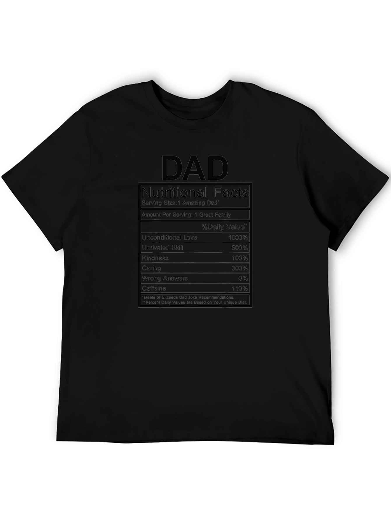 Dad Nutritional Facts Black T-Shirt