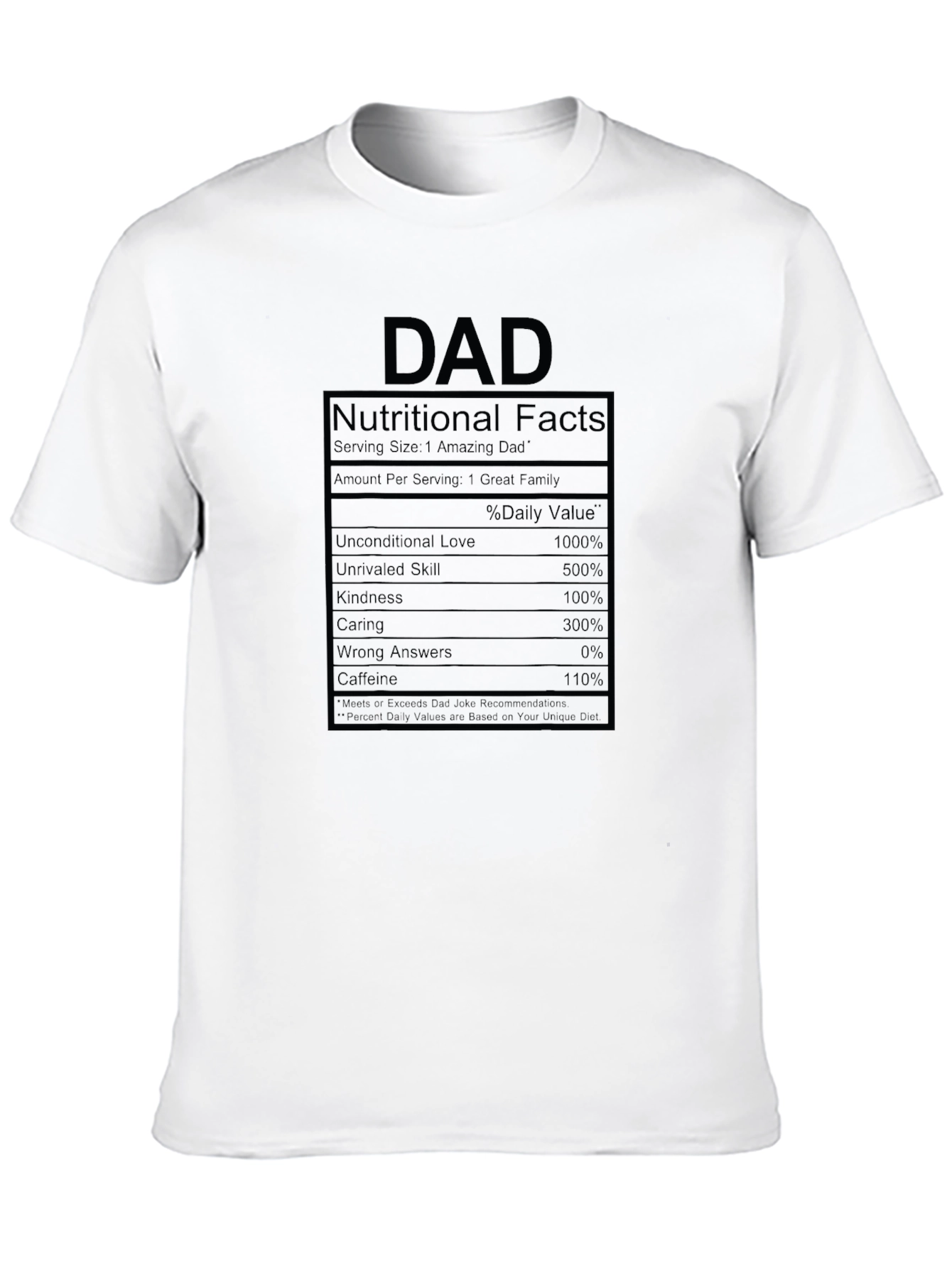 Dad Nutritional Facts Black T-Shirt