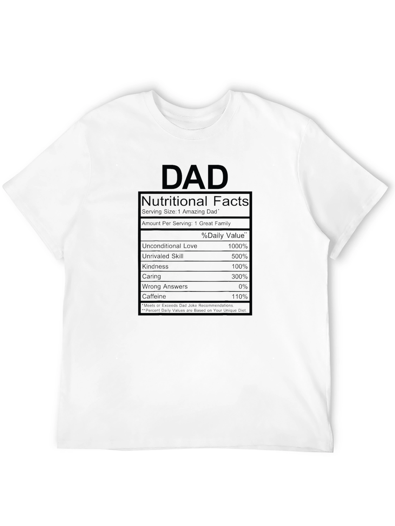 Dad Nutritional Facts Black T-Shirt