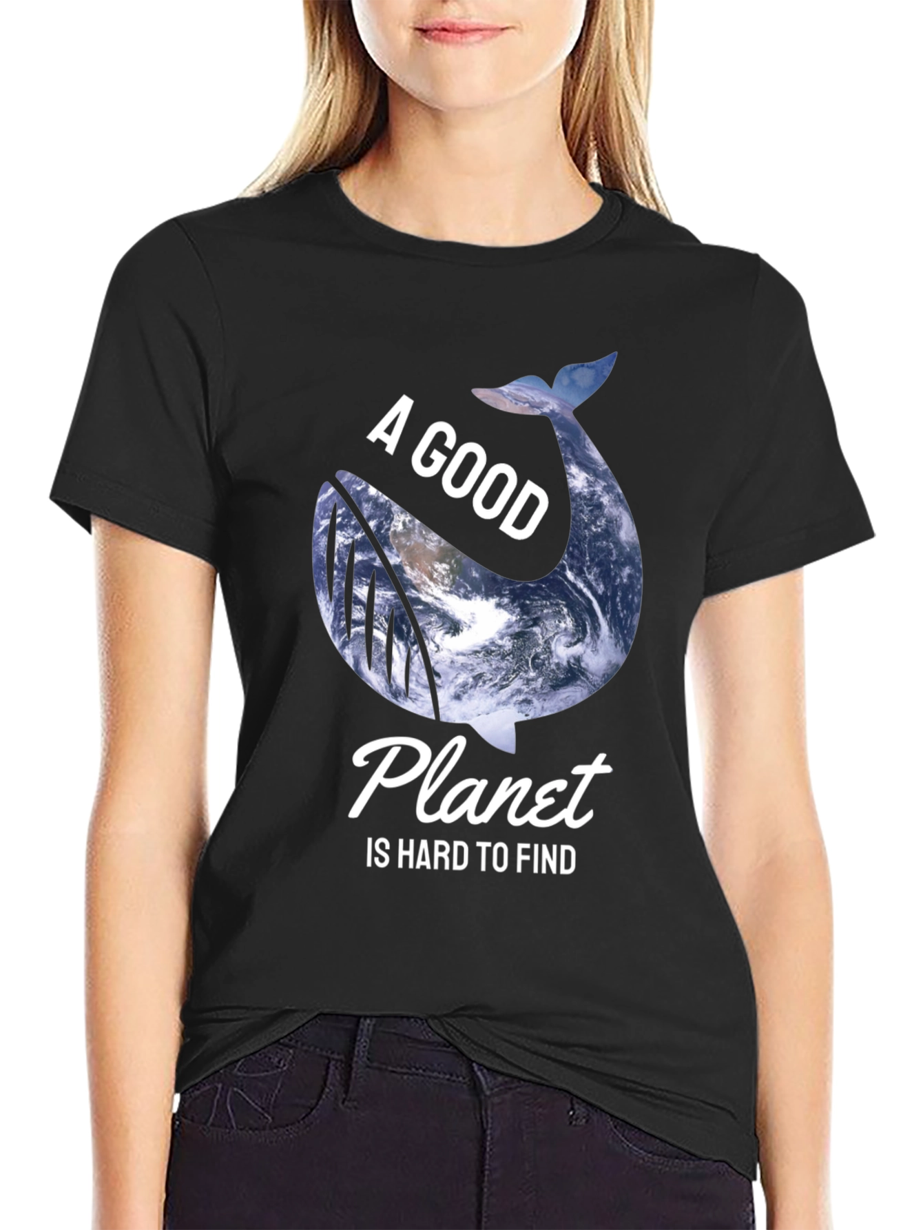 Good Planet Whale Graphic Black T-Shirt