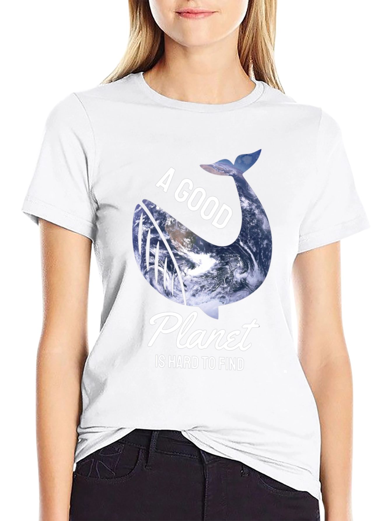Good Planet Whale Graphic Black T-Shirt
