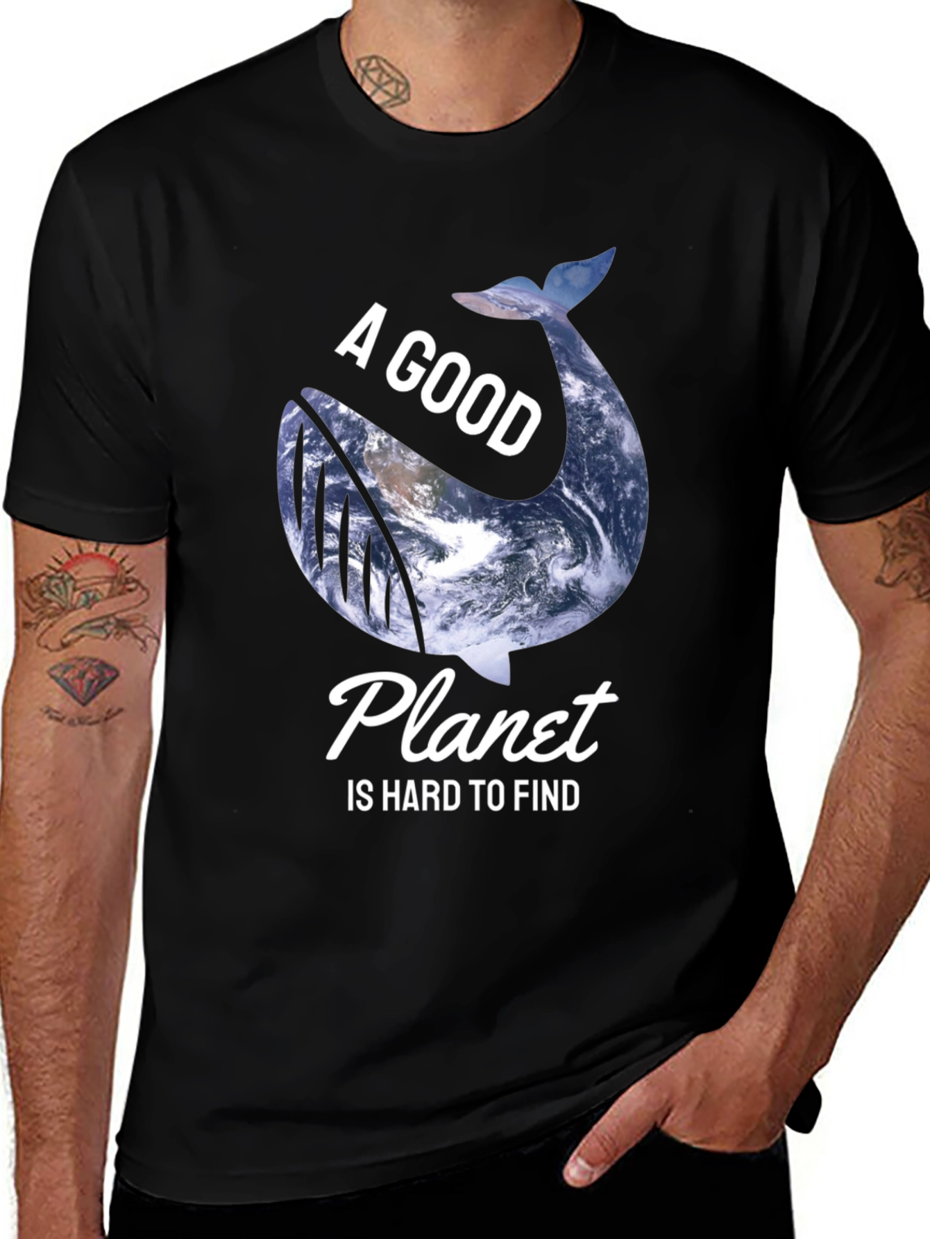 Good Planet Whale Graphic Black T-Shirt