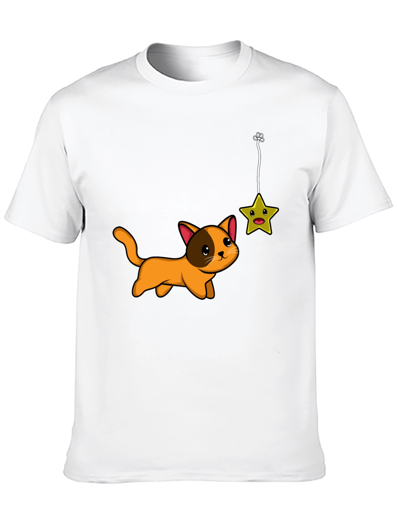 Cute Cat Chasing Star Graphic Tee