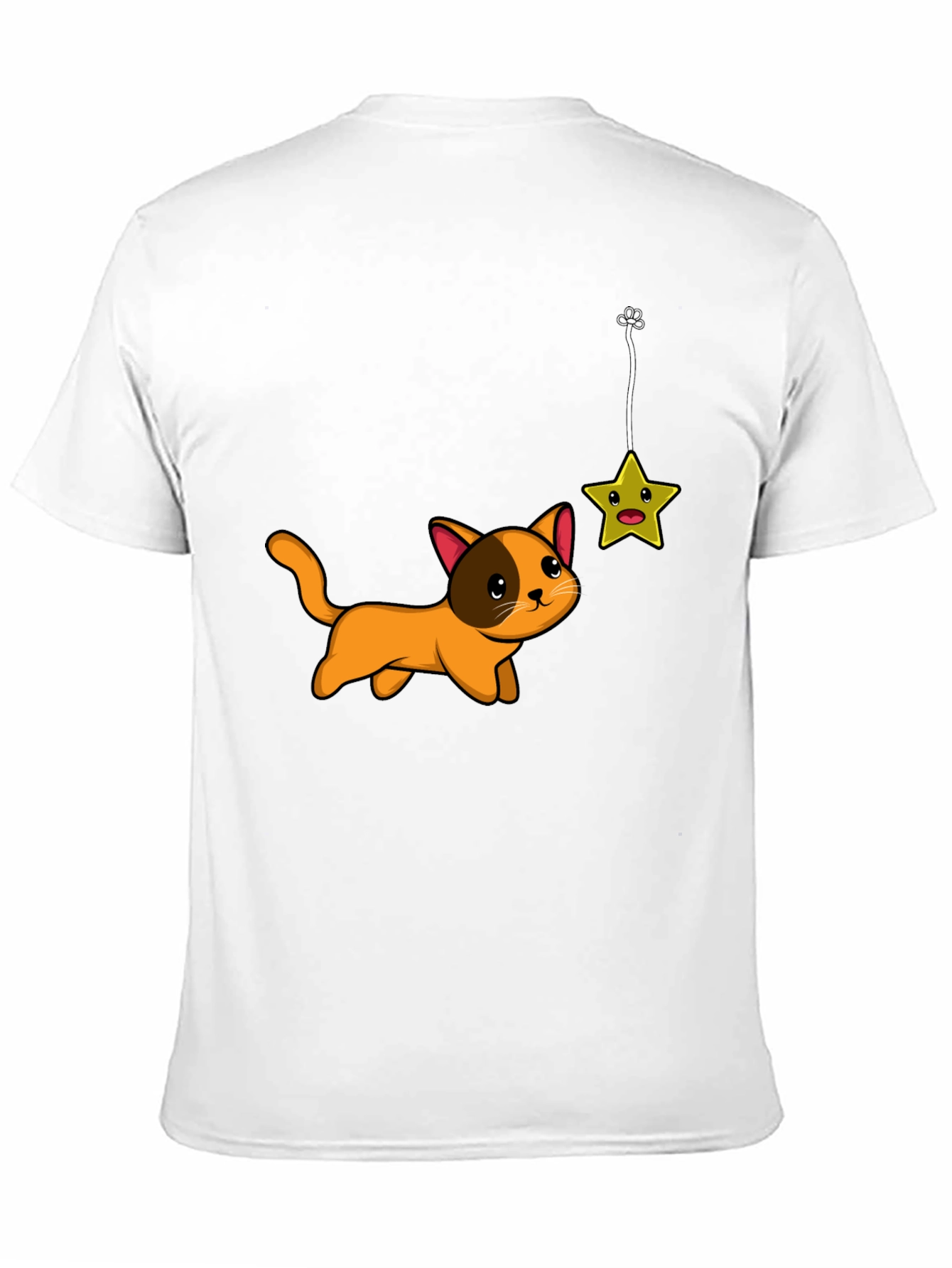 Cute Cat Chasing Star Graphic Tee