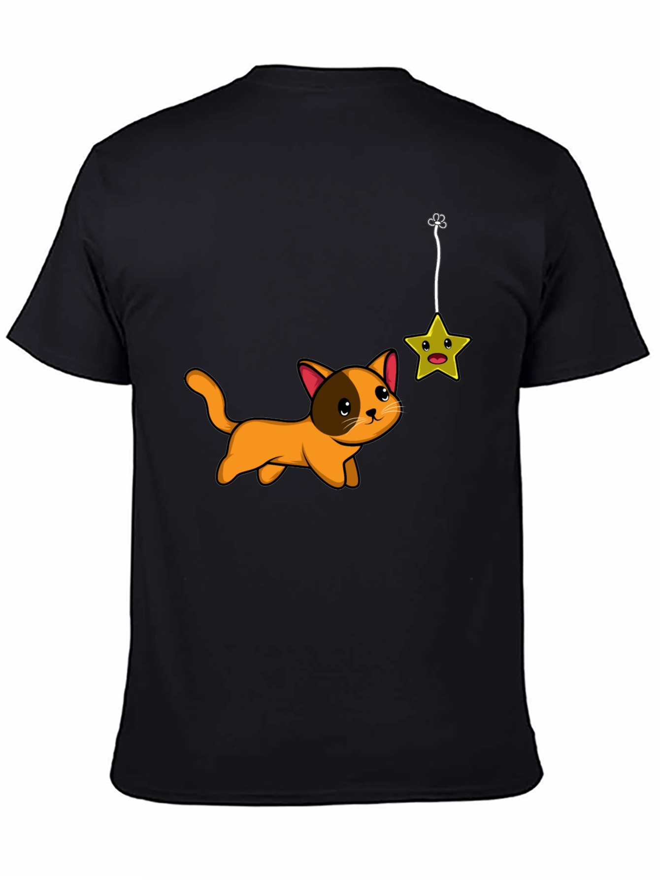 Cute Cat Chasing Star Graphic Tee