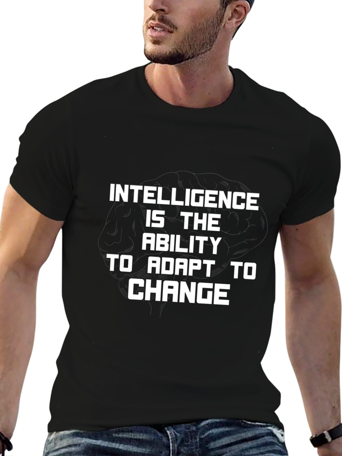 Intelligence is Adaptability Black Graphic Tee