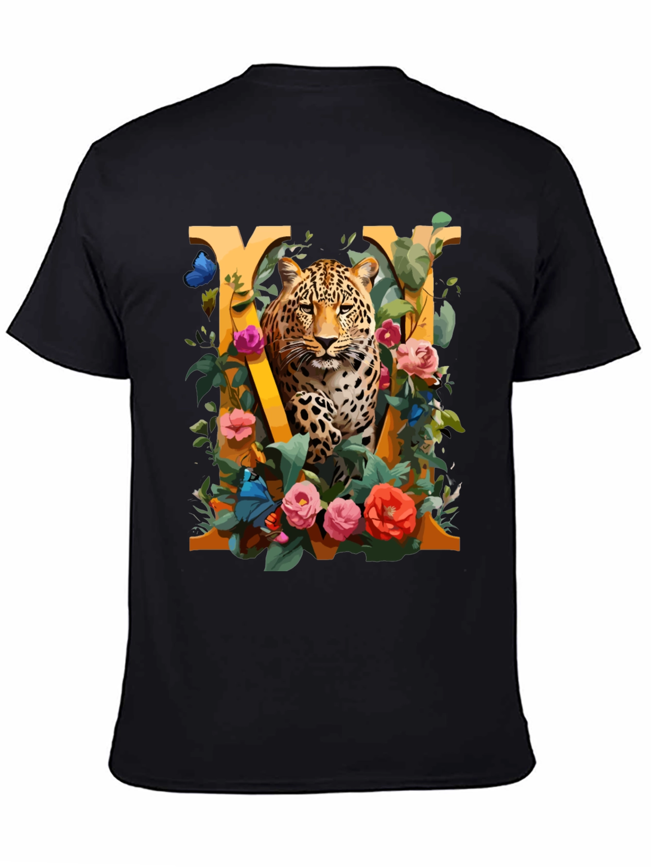 Leopard Floral Initial M Graphic Tee