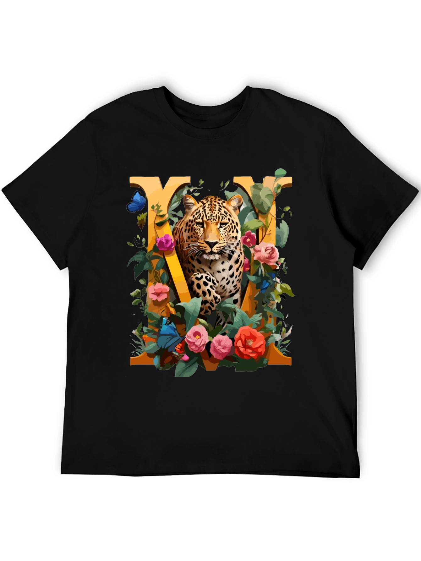Leopard Floral Initial M Graphic Tee