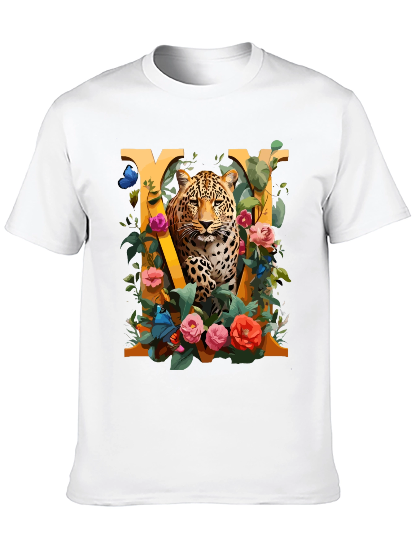 Leopard Floral Initial M Graphic Tee