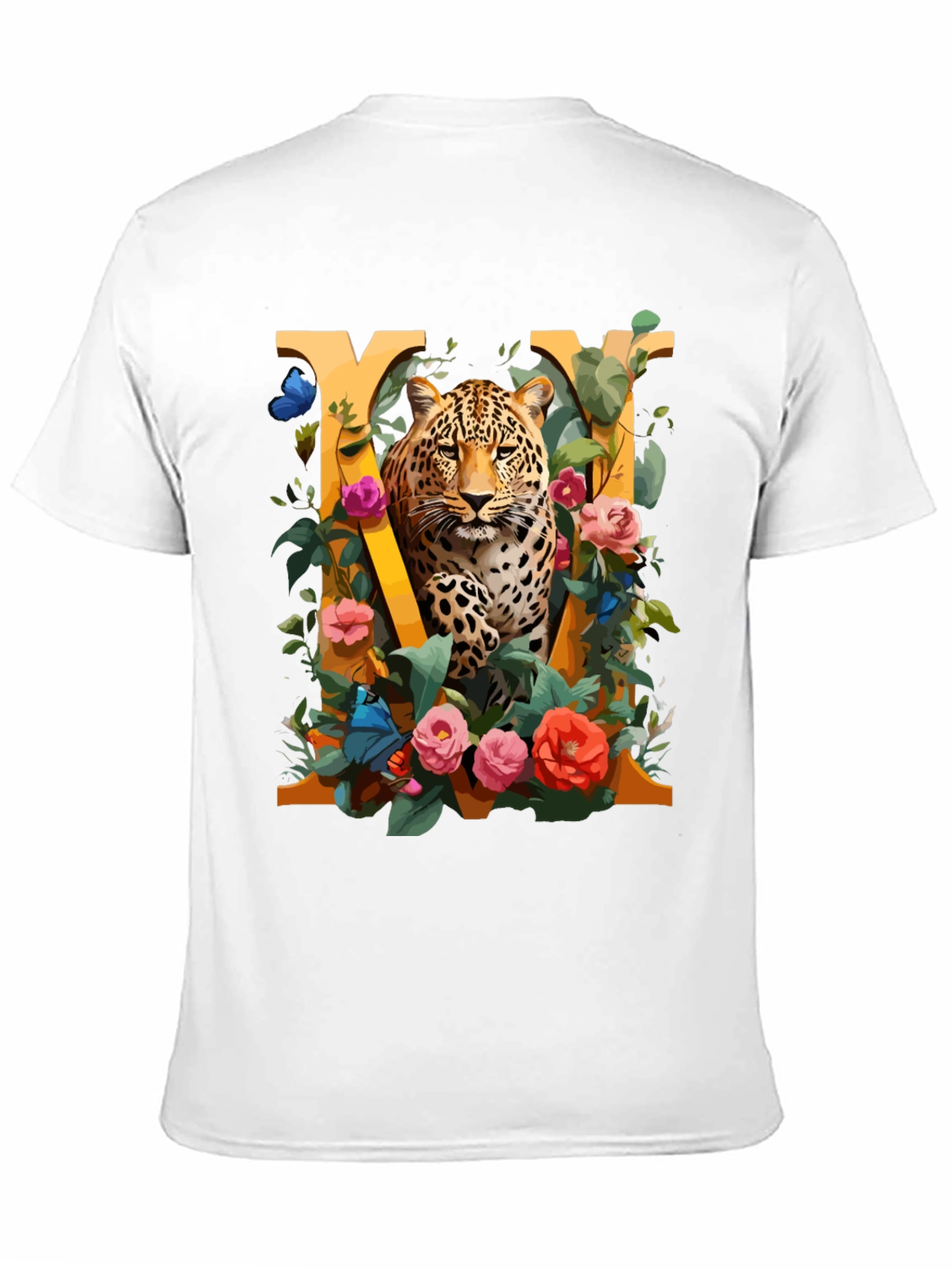 Leopard Floral Initial M Graphic Tee