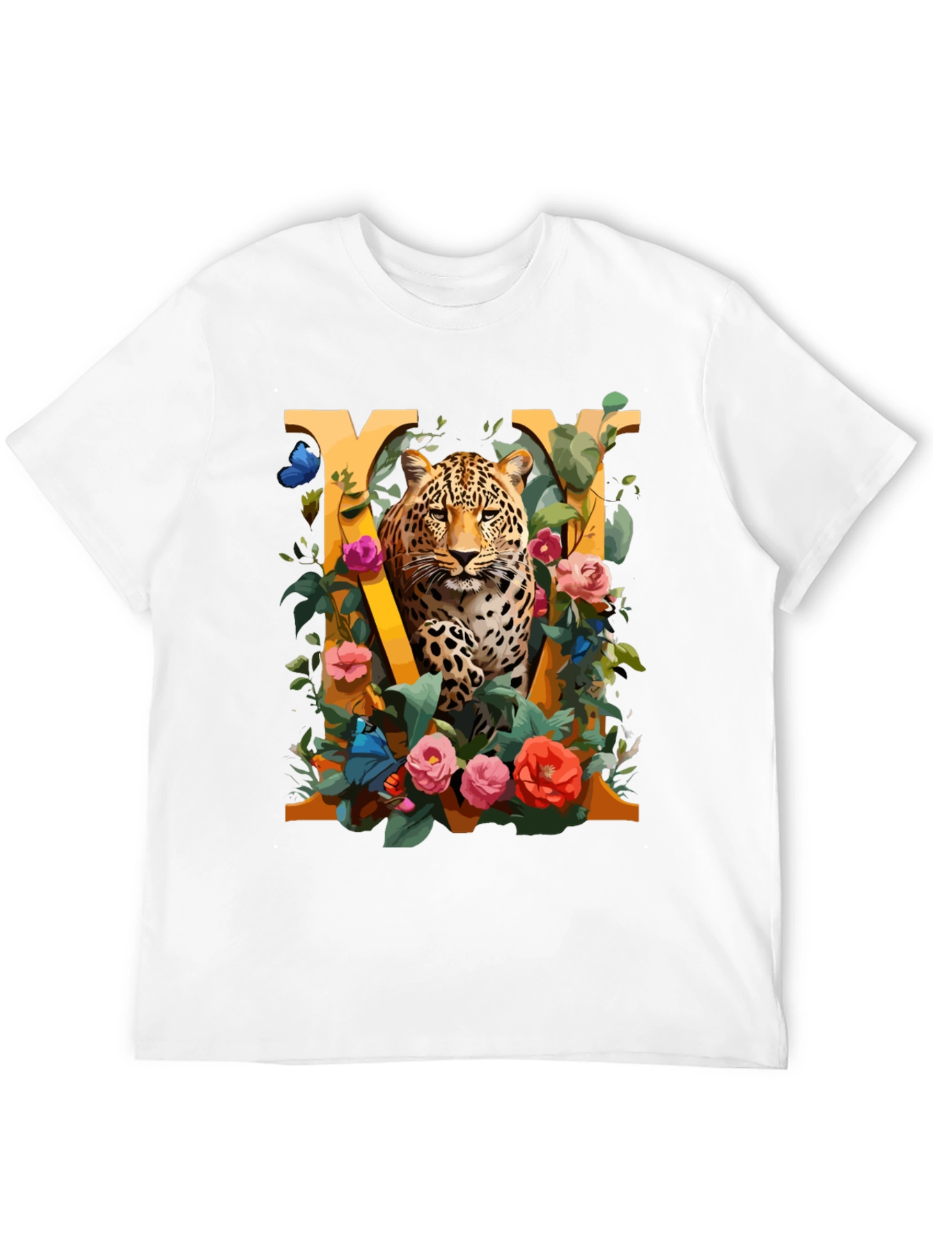 Leopard Floral Initial M Graphic Tee