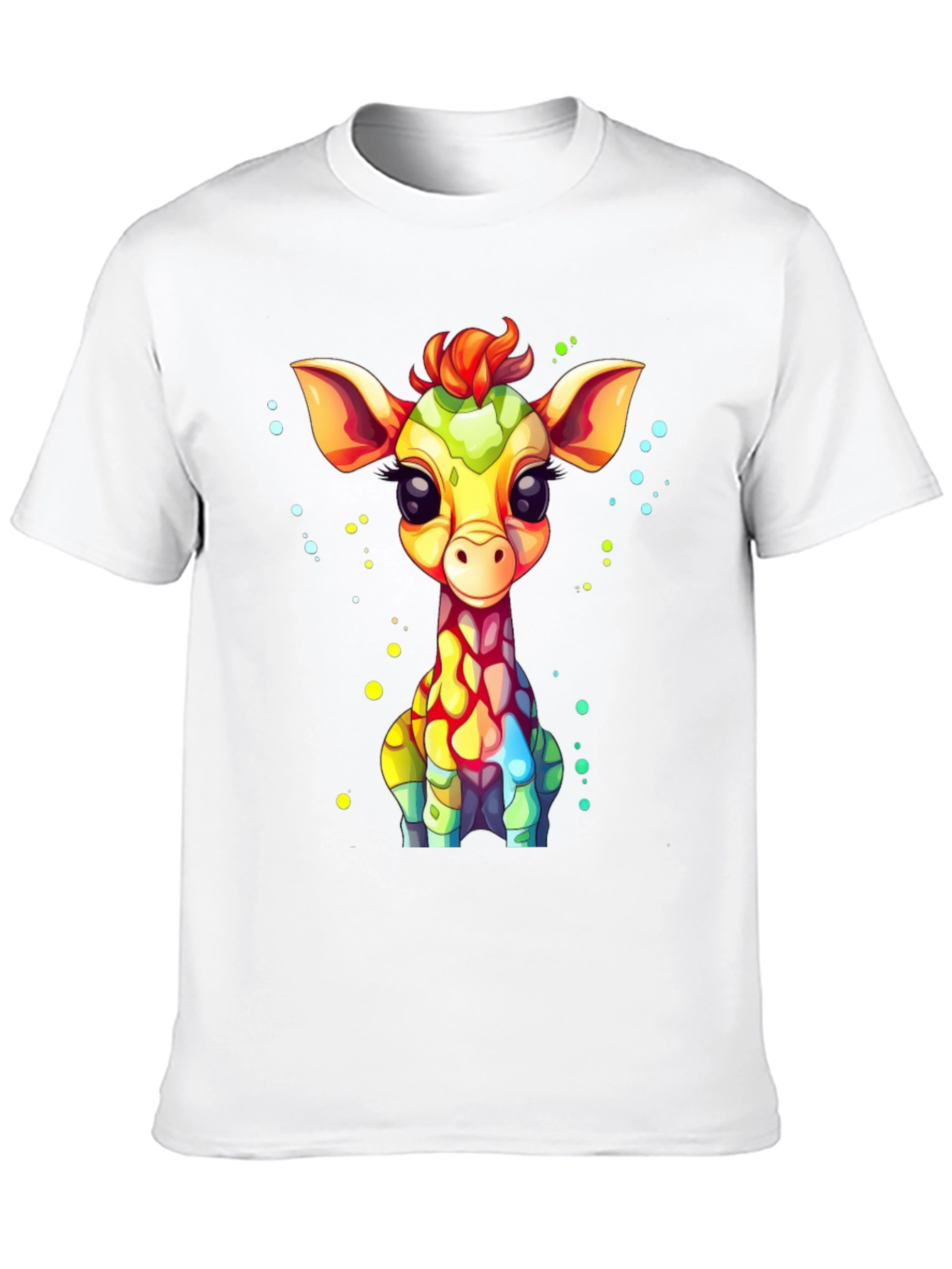 Cartoon Giraffe Graphic Tee - Unisex Black T-Shirt