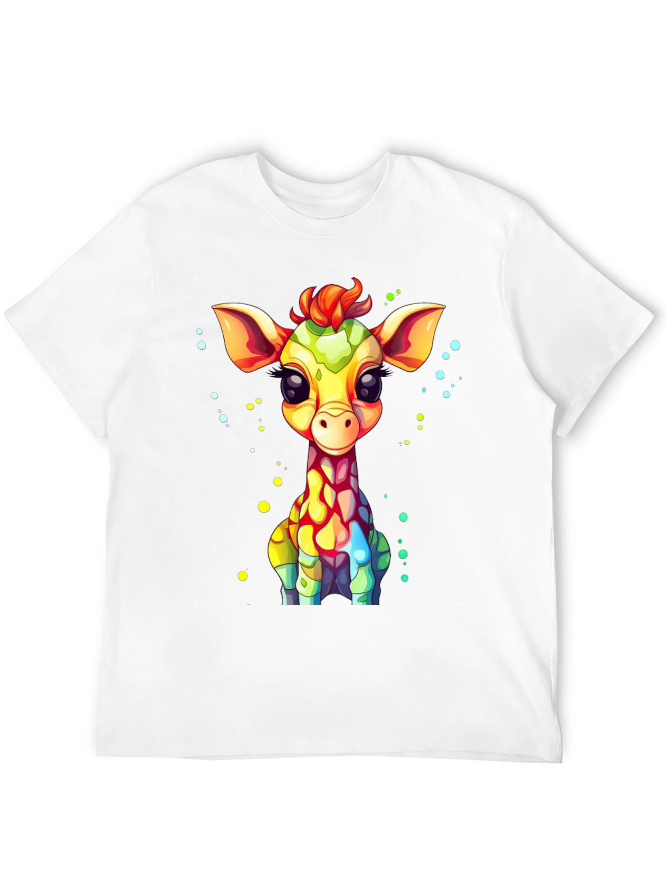 Cartoon Giraffe Graphic Tee - Unisex Black T-Shirt