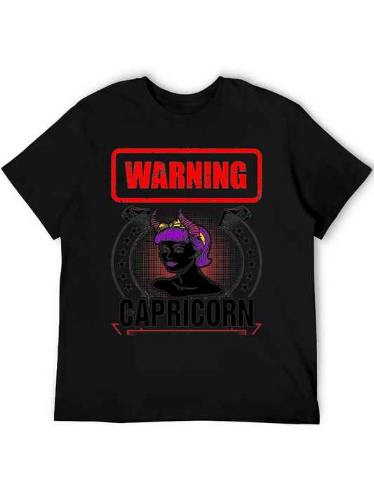 Warning Capricorn Zodiac Graphic T-Shirt