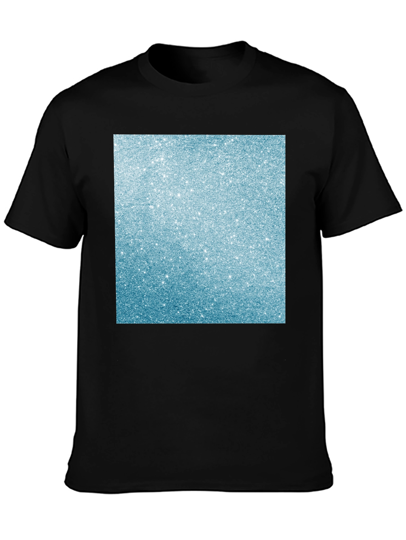Mens Black T-Shirt with Glitter Square Design