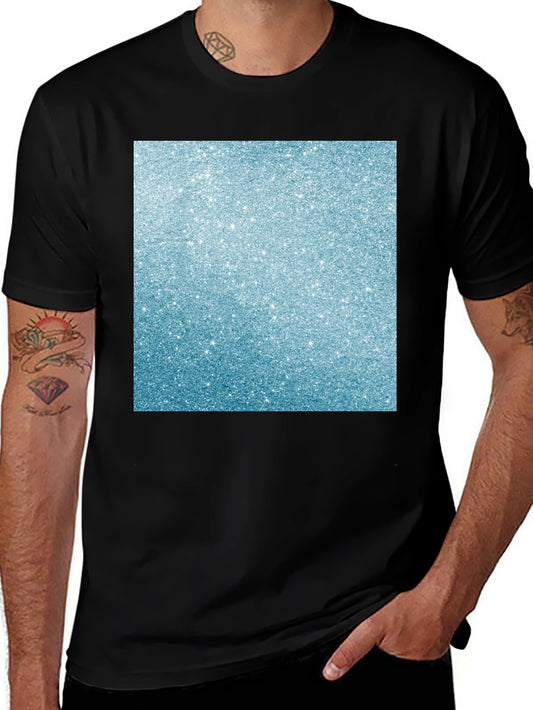 Mens Black T-Shirt with Glitter Square Design