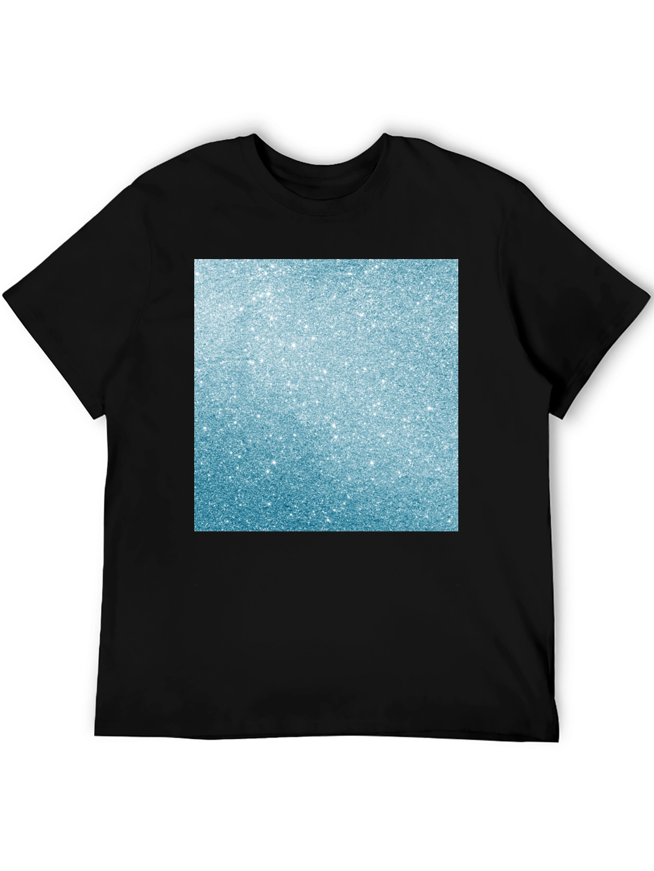 Mens Black T-Shirt with Glitter Square Design