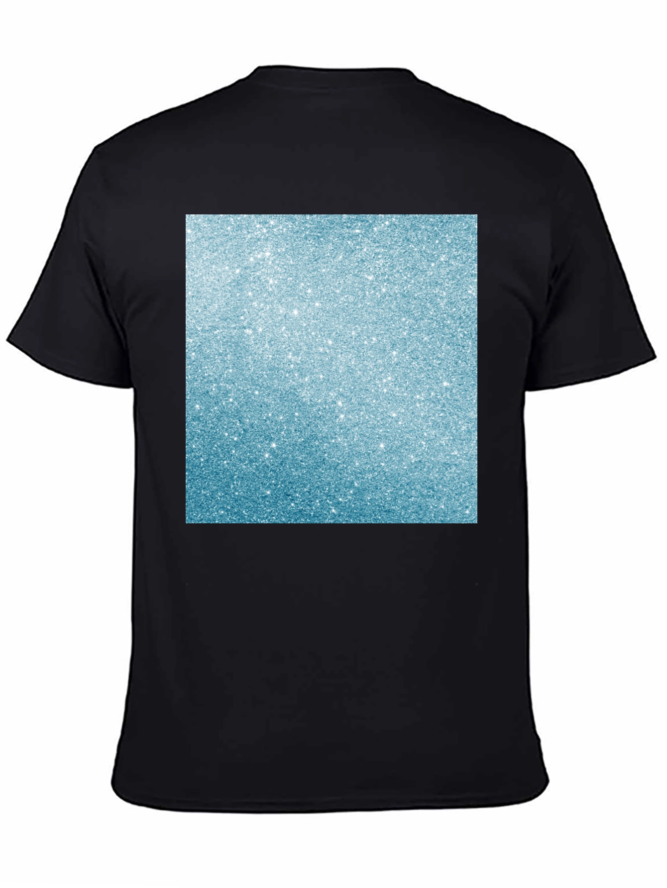 Mens Black T-Shirt with Glitter Square Design
