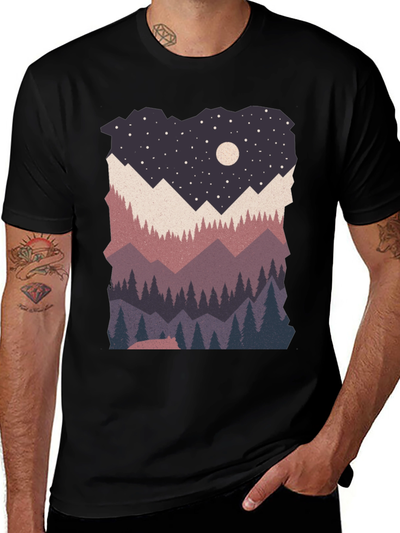 Night Sky Mountain Graphic T-Shirt