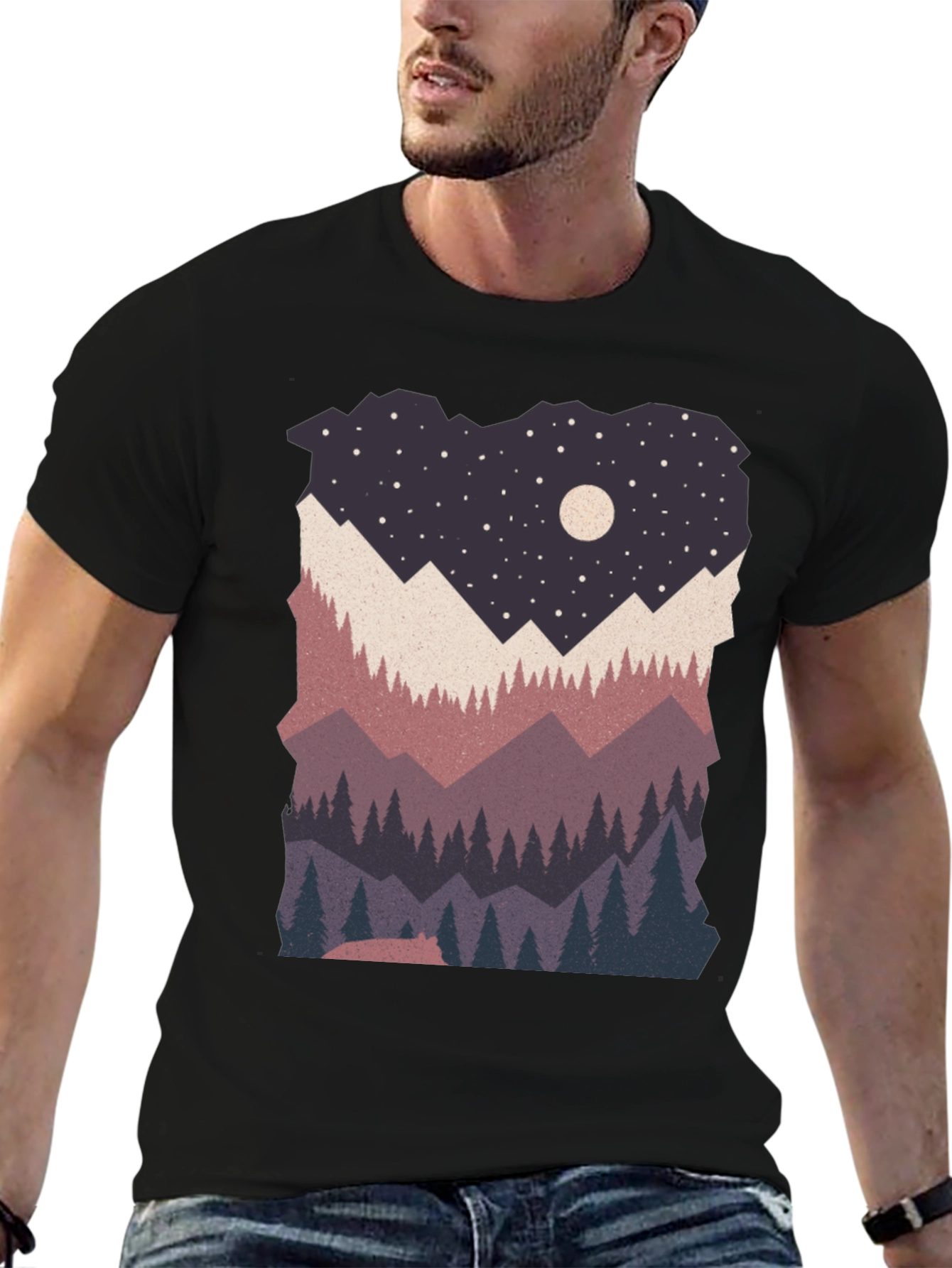 Night Sky Mountain Graphic T-Shirt