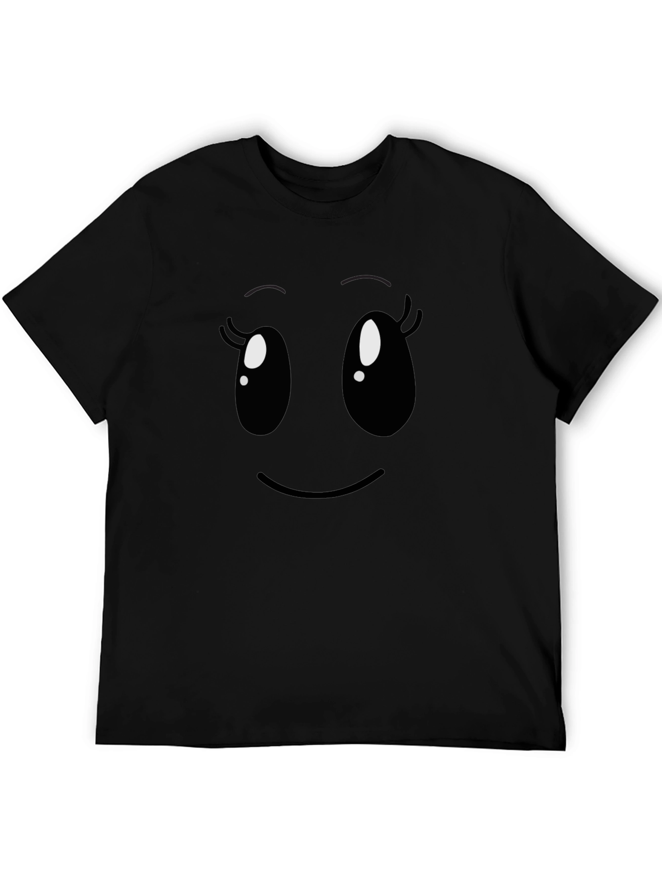 Cute Cartoon Face Black T-Shirt