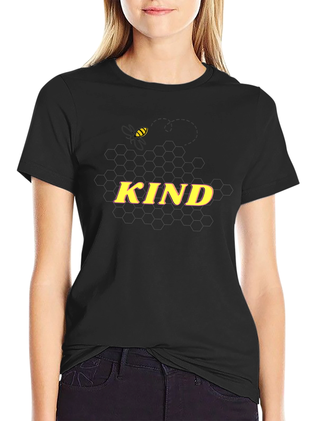 Bee Kind T-Shirt - Honeycomb Design