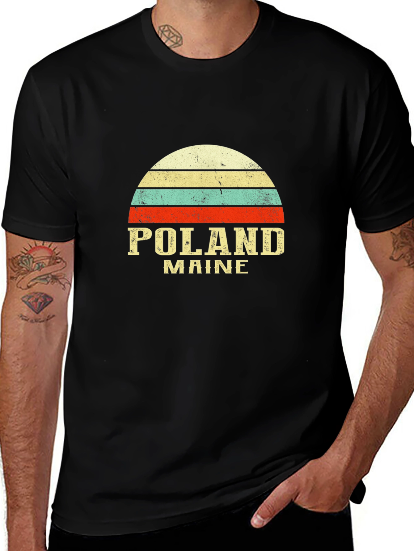 Poland Maine Retro Graphic T-Shirt