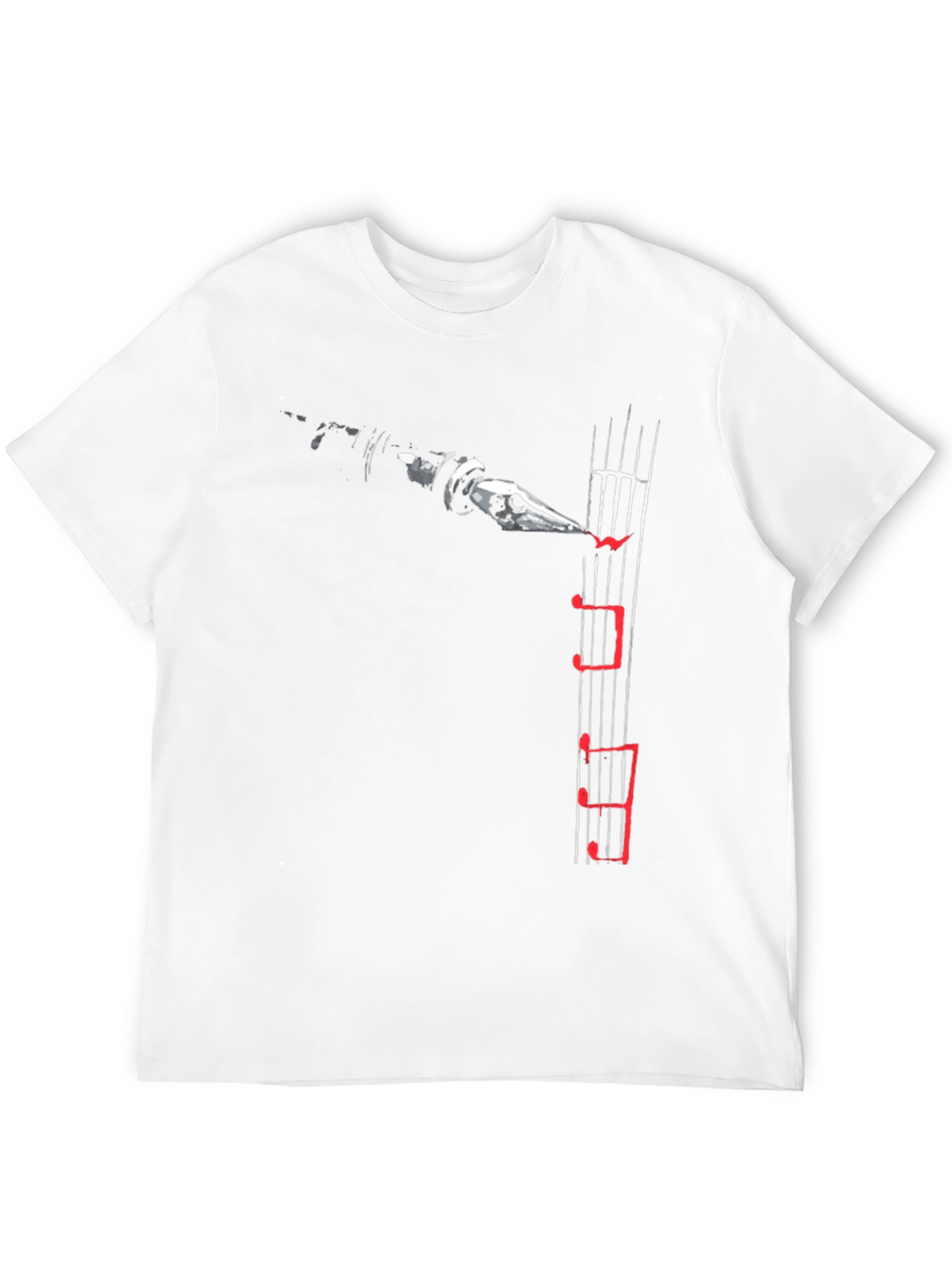 Music Notes Clarinet Graphic Tee - Black Cotton Blend