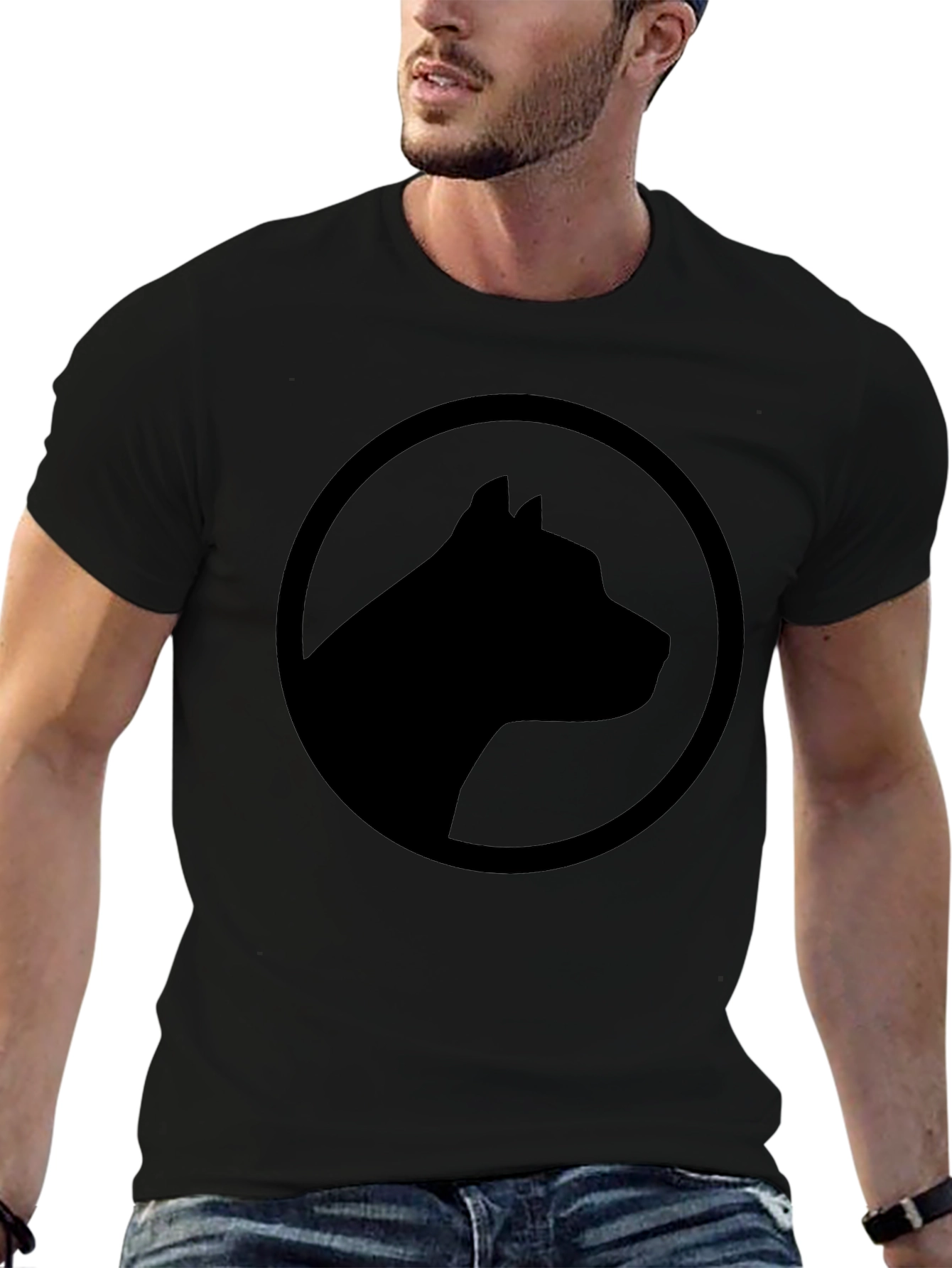 Black T-Shirt with Dog Silhouette Logo