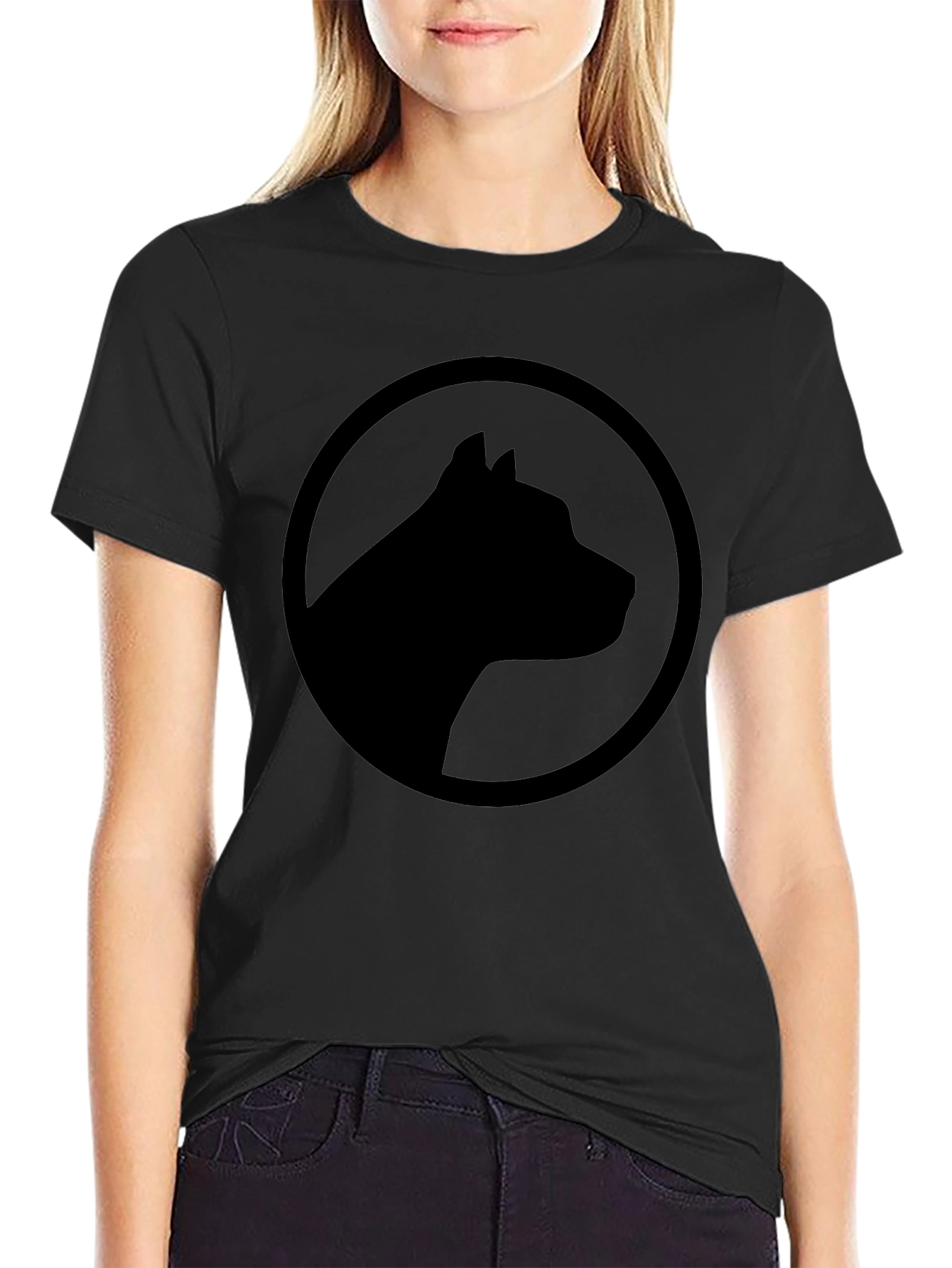 Black T-Shirt with Dog Silhouette Logo