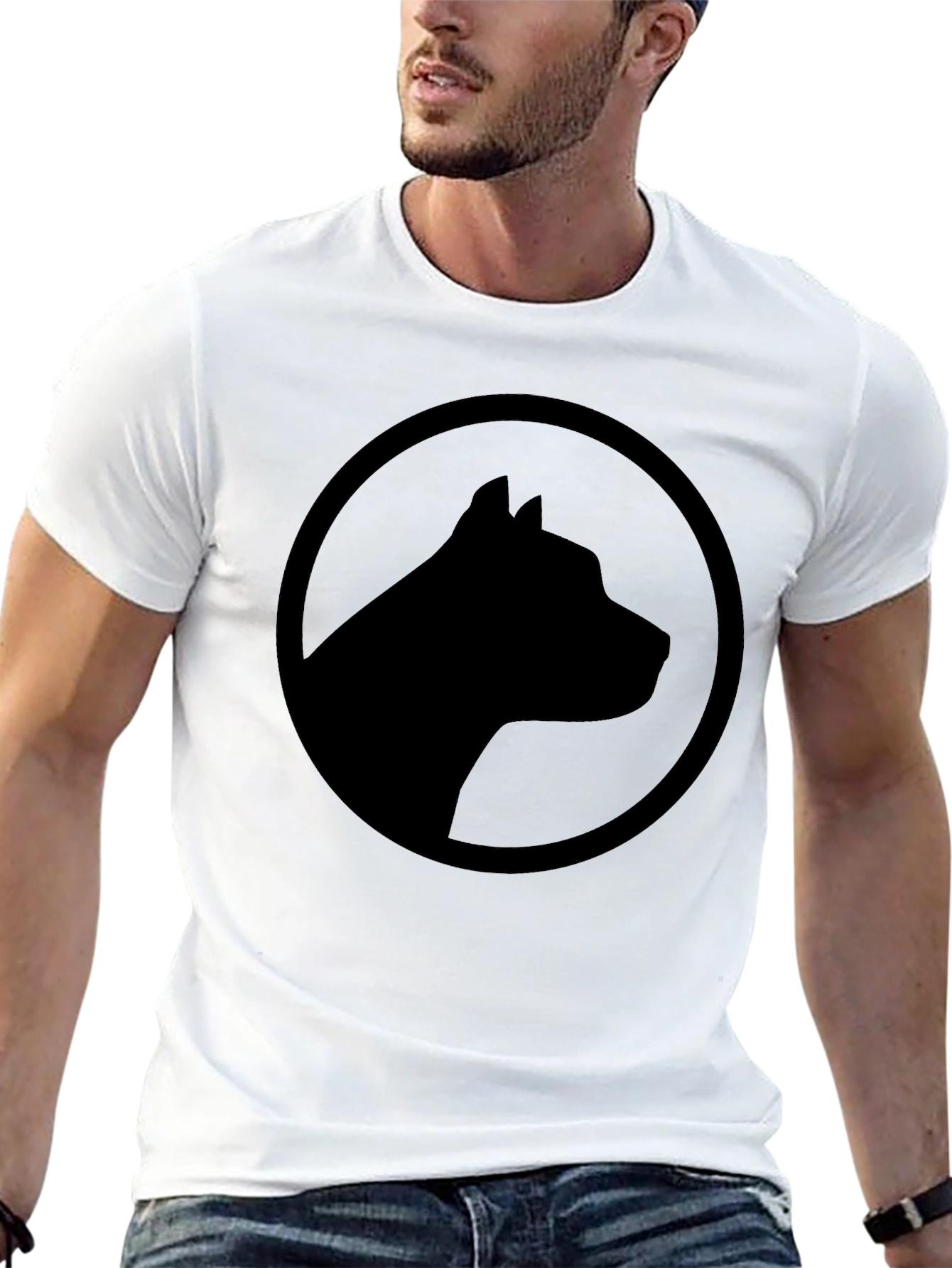 Black T-Shirt with Dog Silhouette Logo