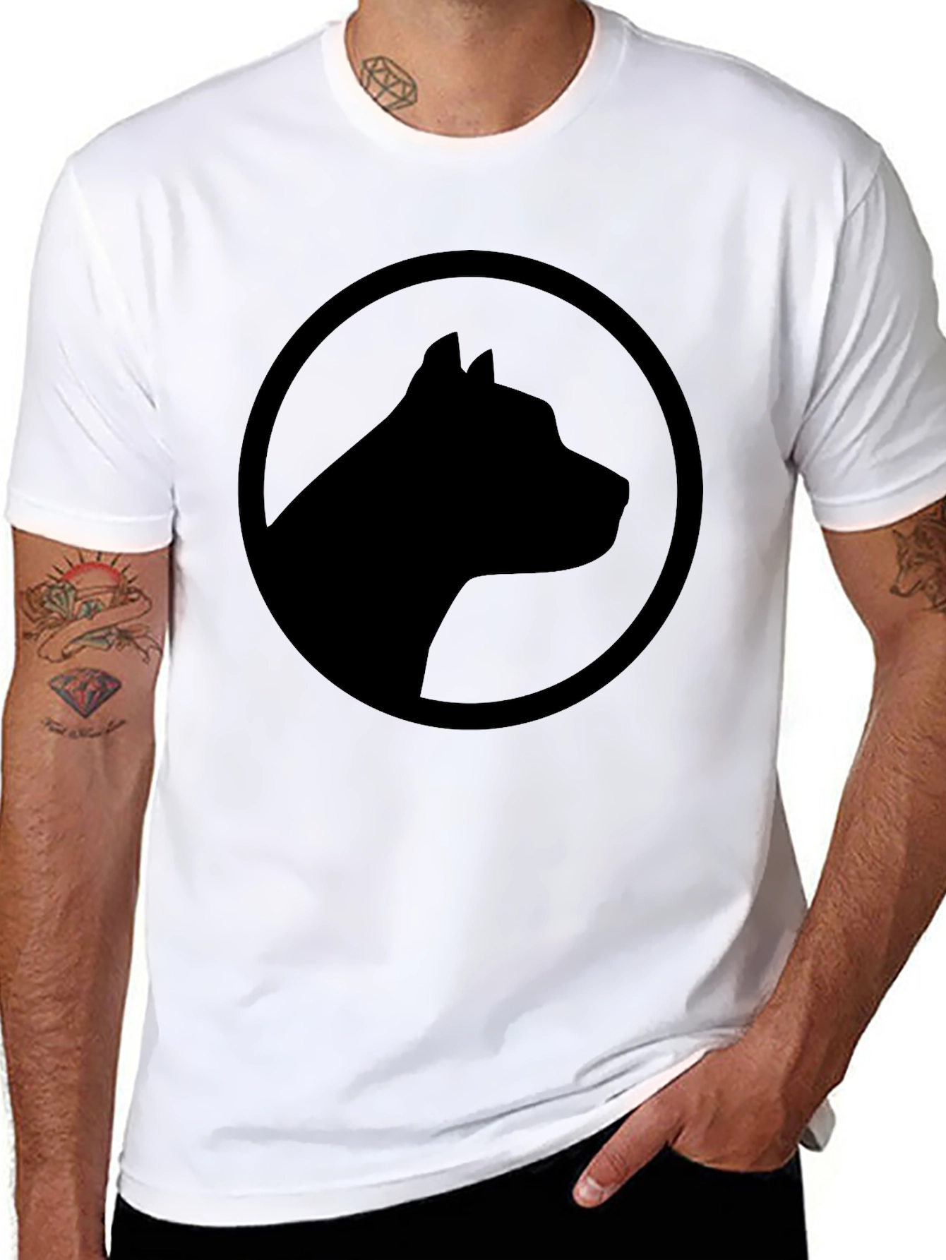 Black T-Shirt with Dog Silhouette Logo