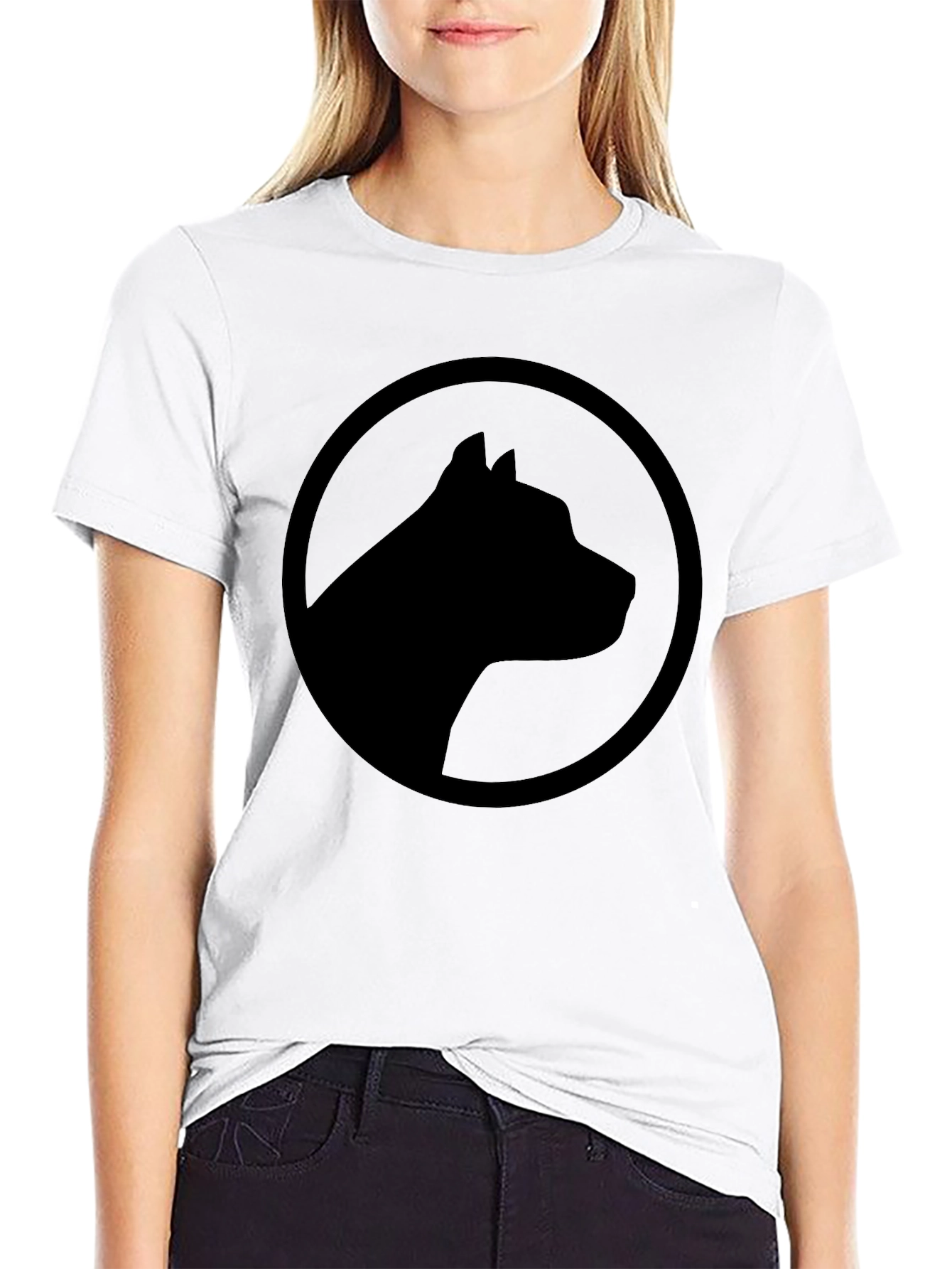 Black T-Shirt with Dog Silhouette Logo