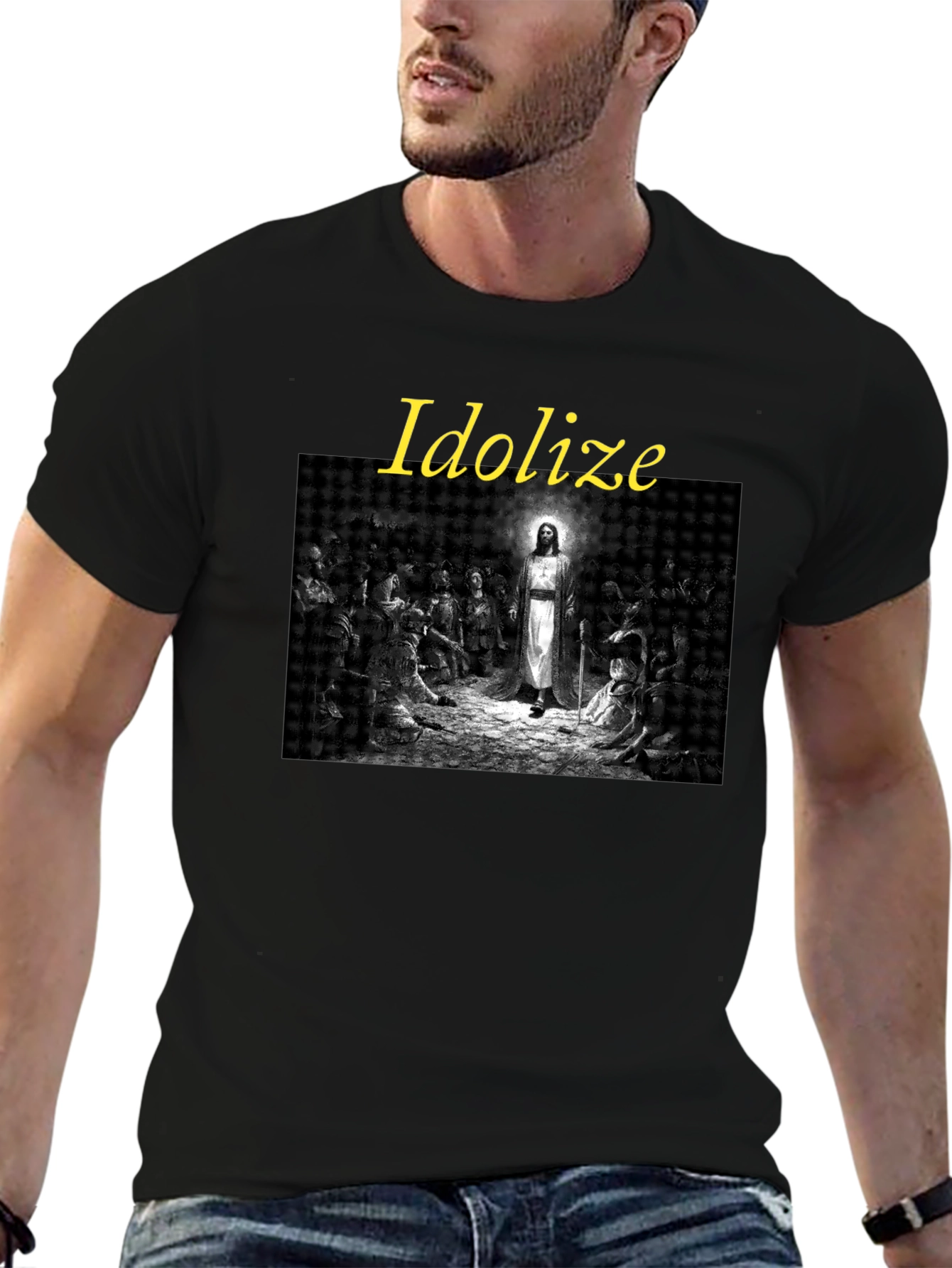 Idolize Jesus Graphic Tee - Stylish Black T-Shirt