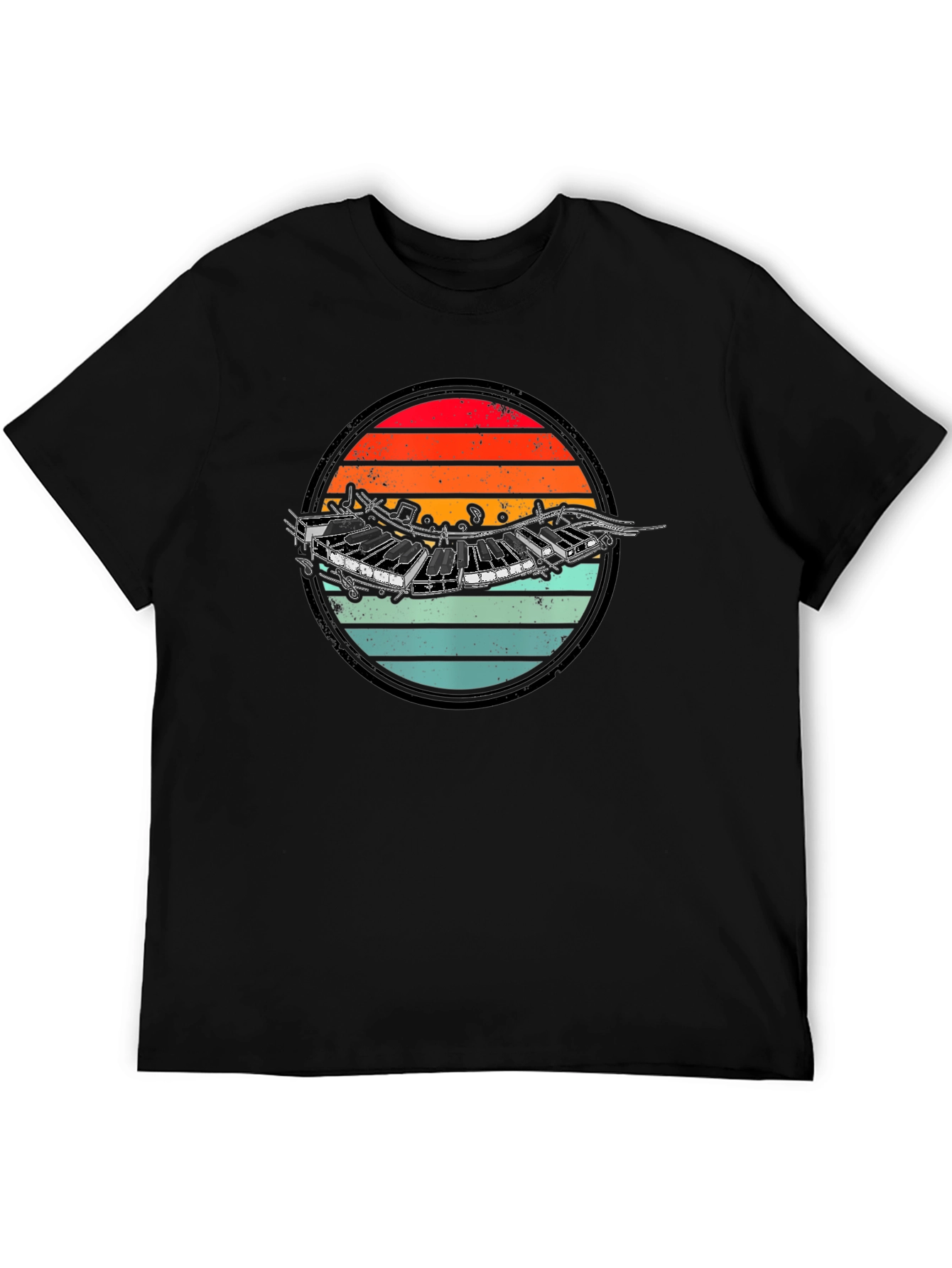 Retro Accordion Sunset Graphic T-Shirt