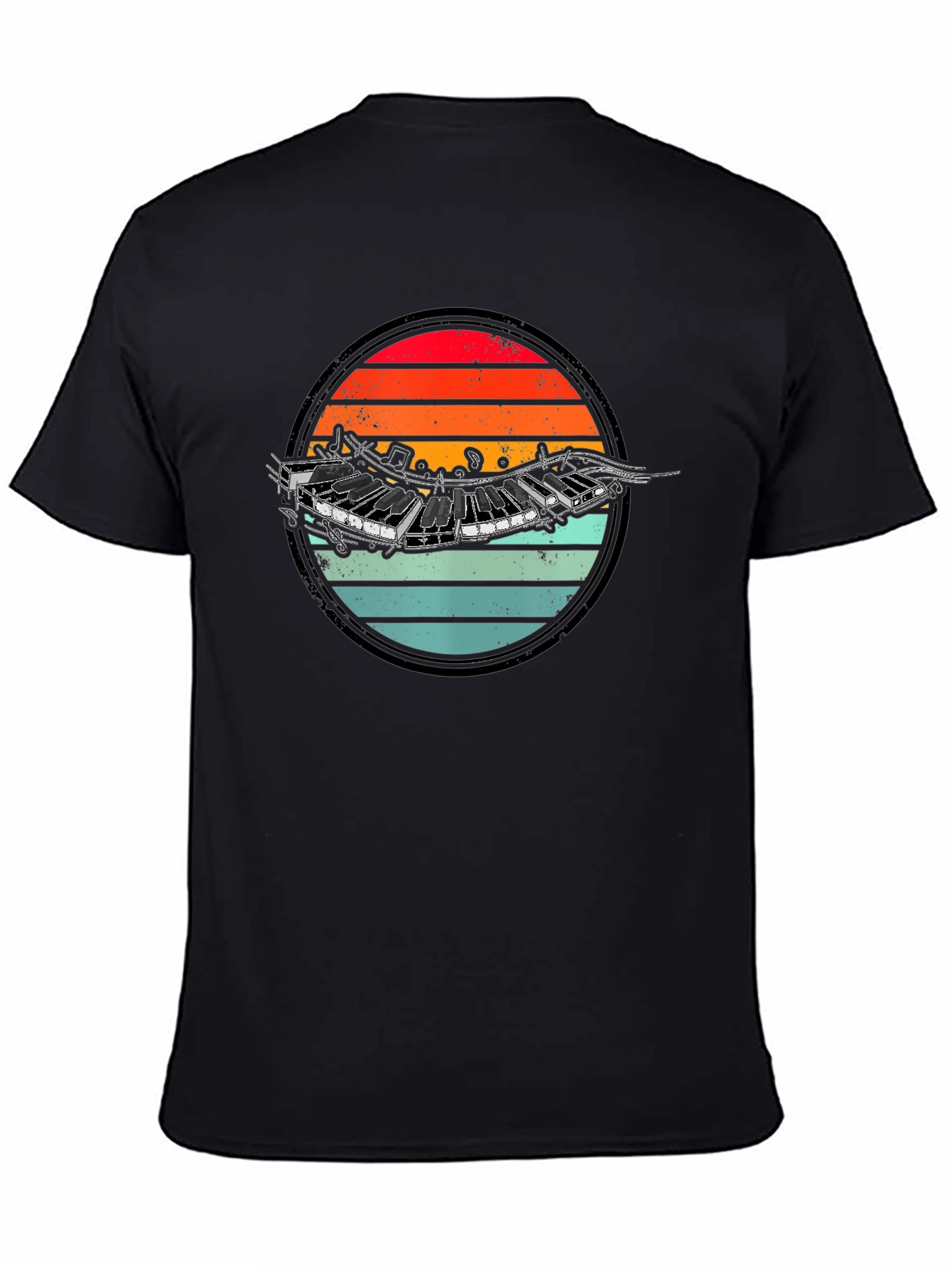 Retro Accordion Sunset Graphic T-Shirt