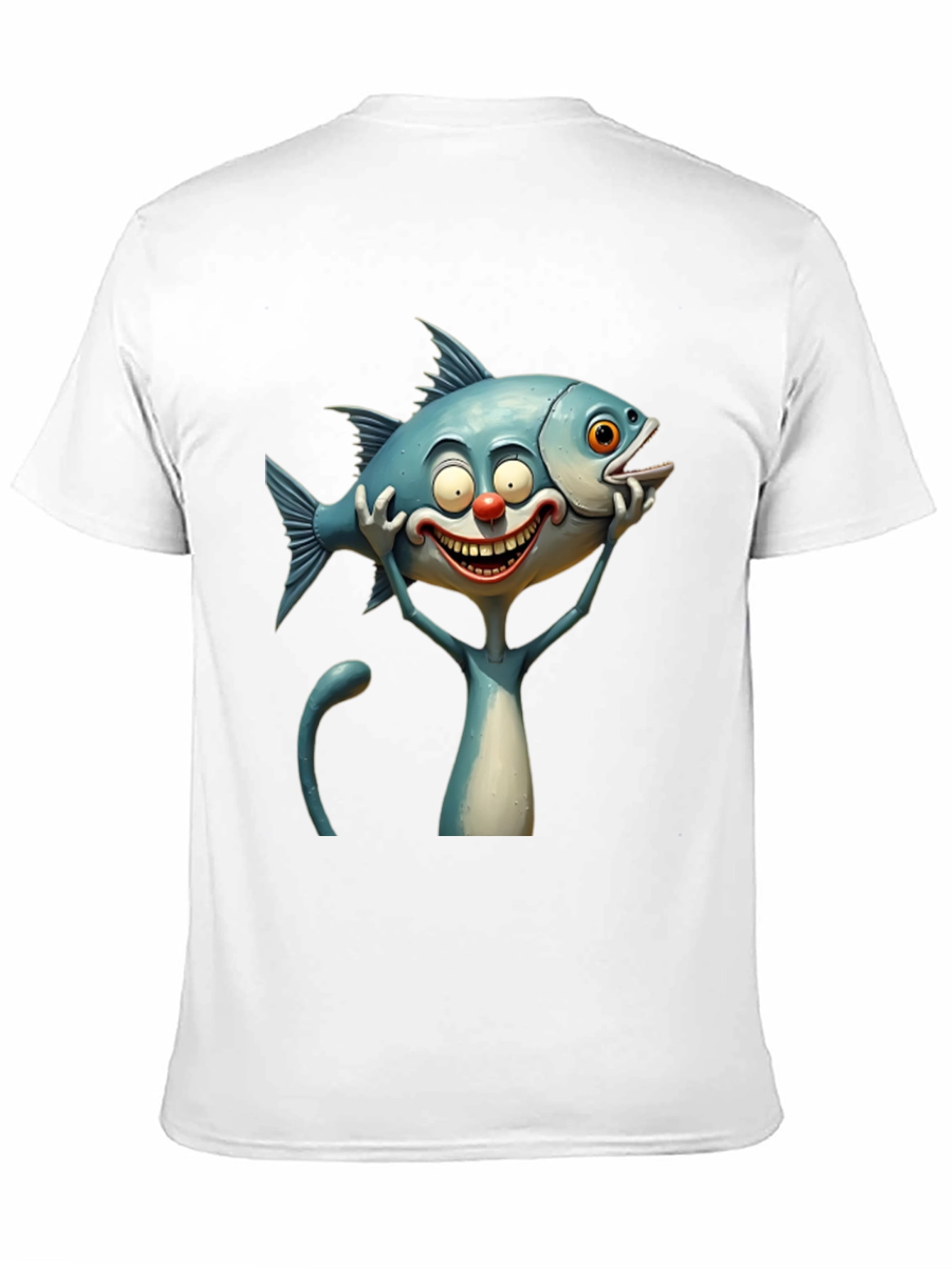 Cartoon Fish Cat Black T-Shirt