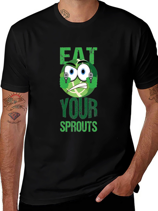 Eat Your Sprouts Graphic T-Shirt - Funny Food Pun Tee
