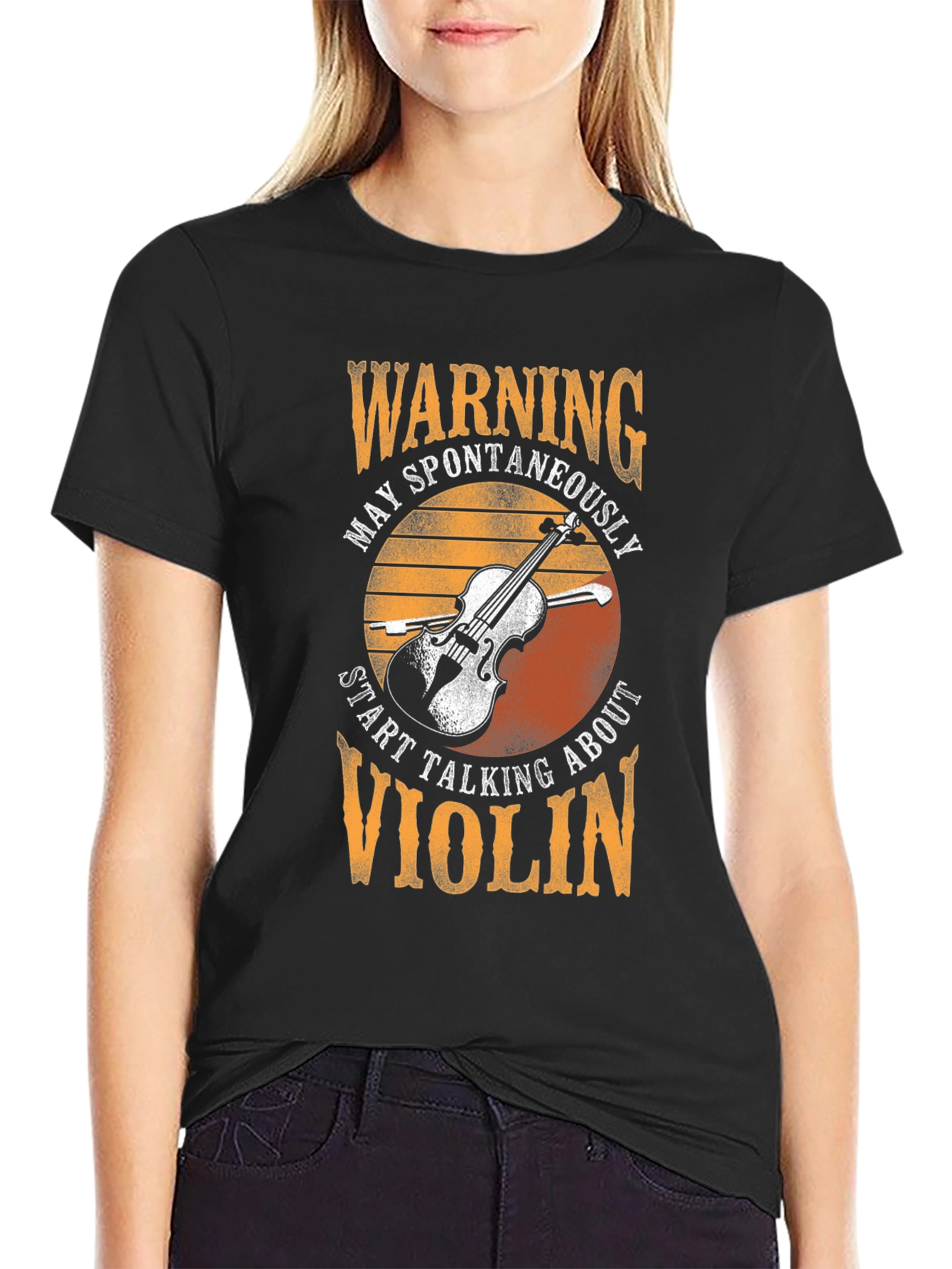 Warning Violin T-Shirt - Spontaneously Talking About Violin Tee
