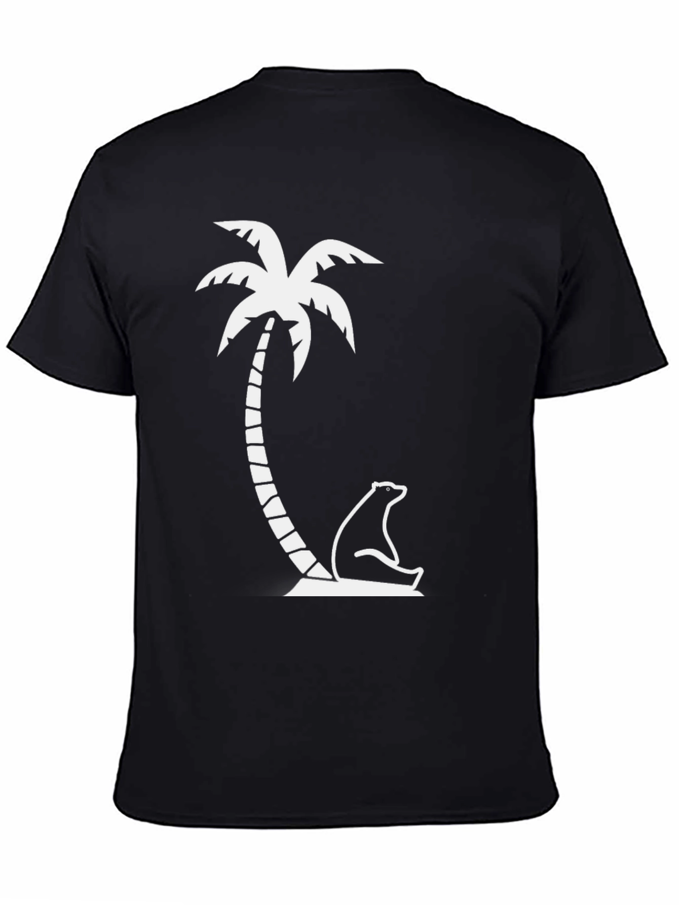 Black T-Shirt - Palm Tree Bear Graphic