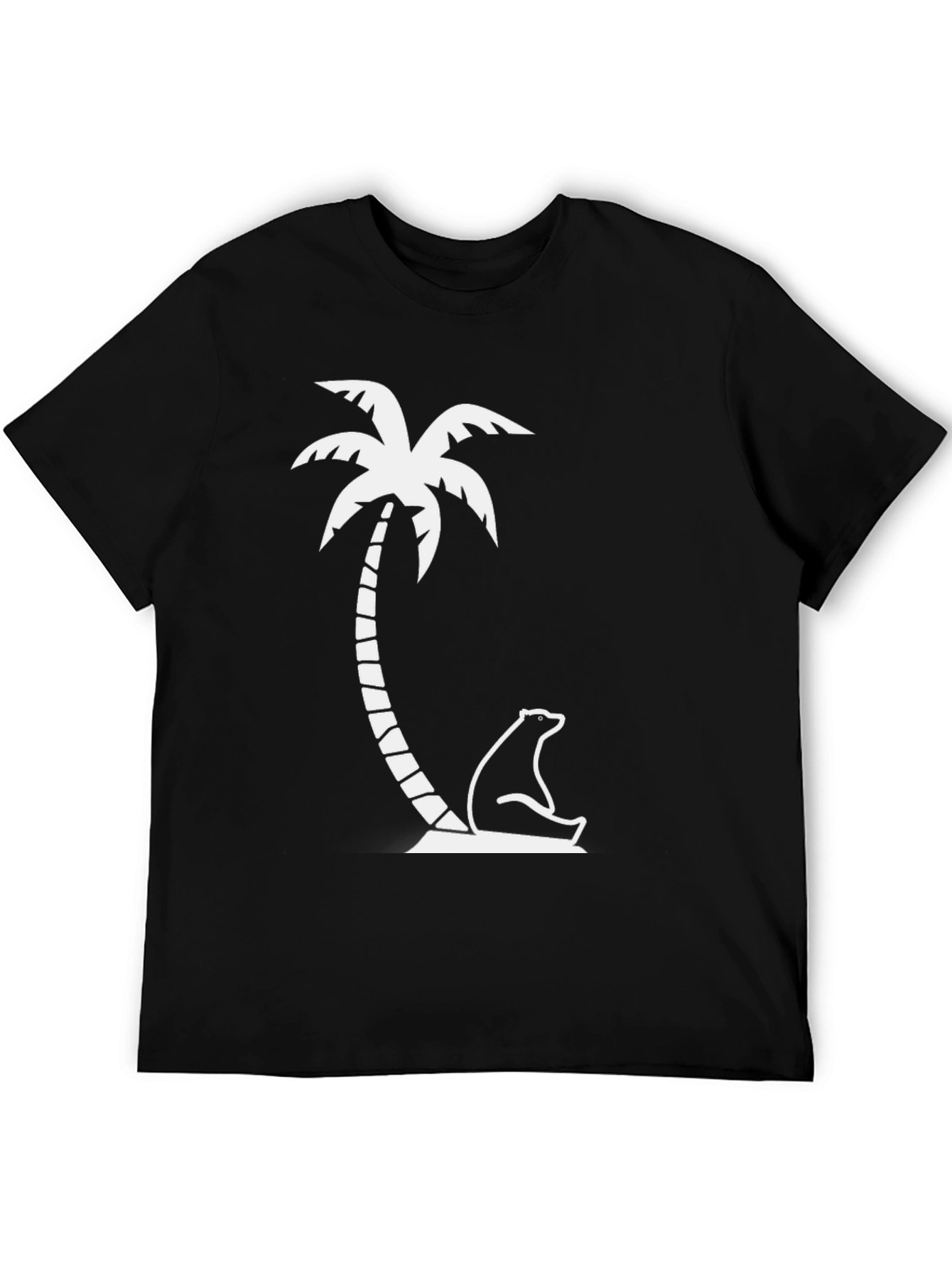 Black T-Shirt - Palm Tree Bear Graphic