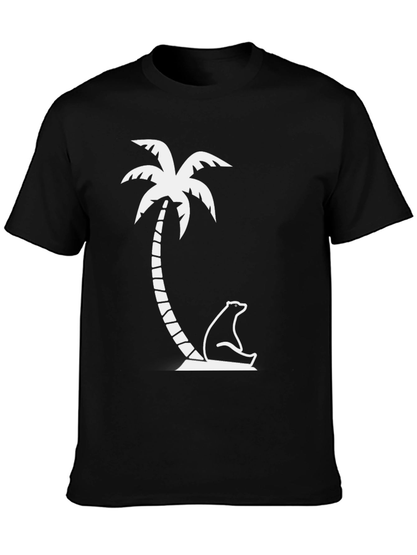 Black T-Shirt - Palm Tree Bear Graphic