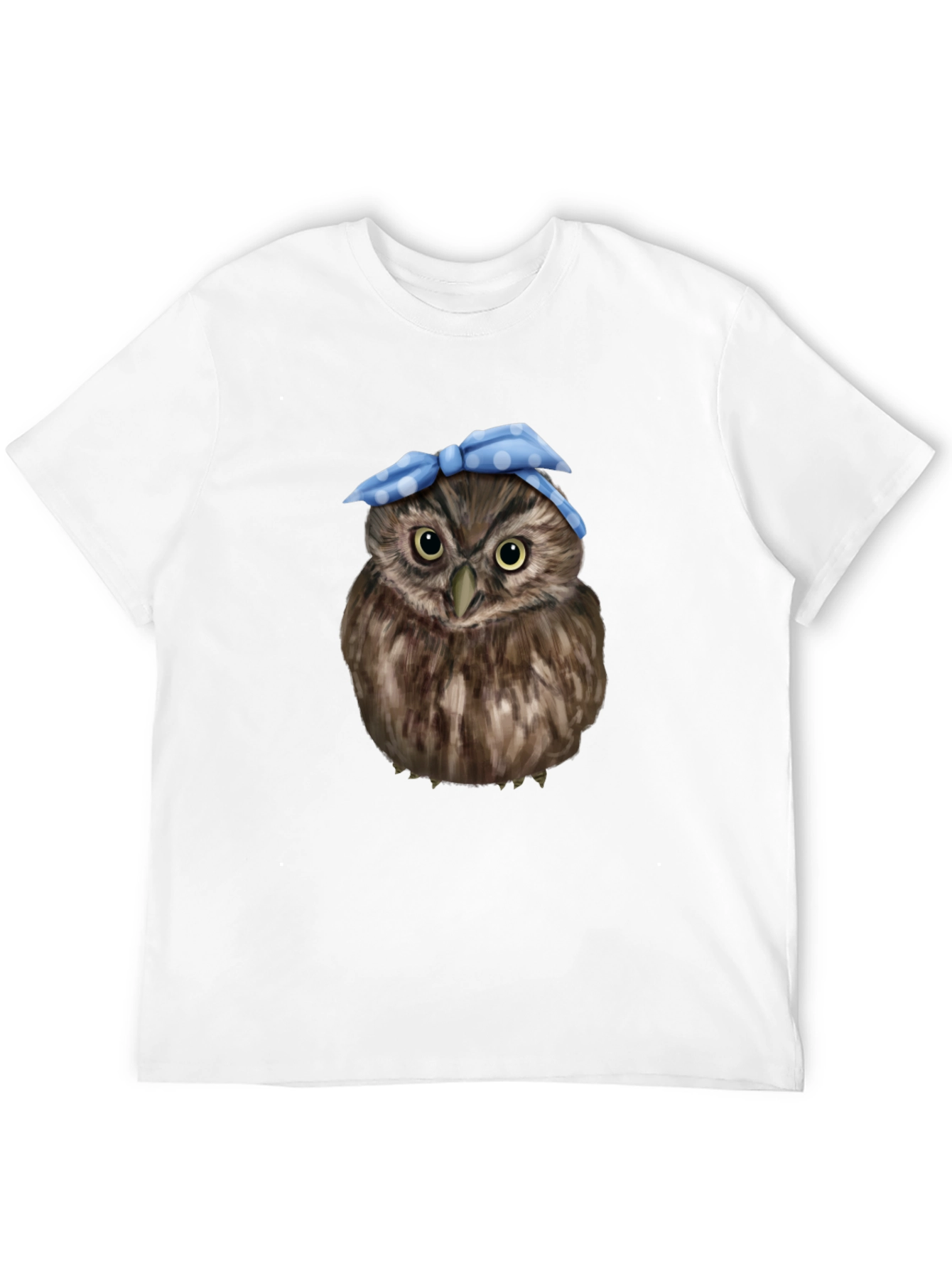 Cute Owl with Blue Bandana Graphic T-Shirt