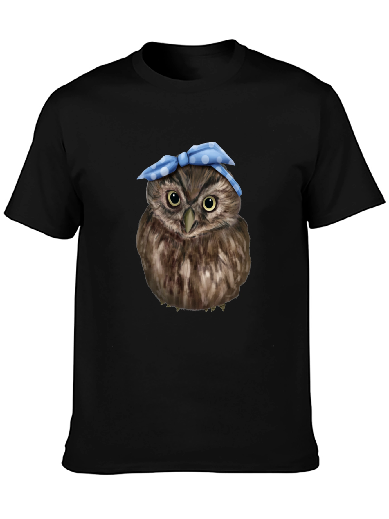 Cute Owl with Blue Bandana Graphic T-Shirt