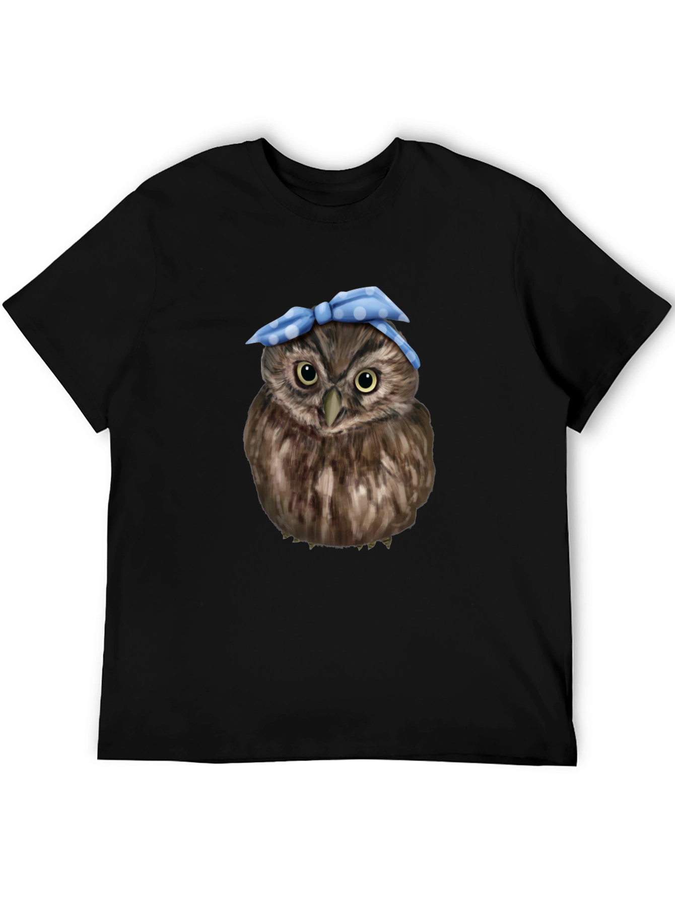 Cute Owl with Blue Bandana Graphic T-Shirt